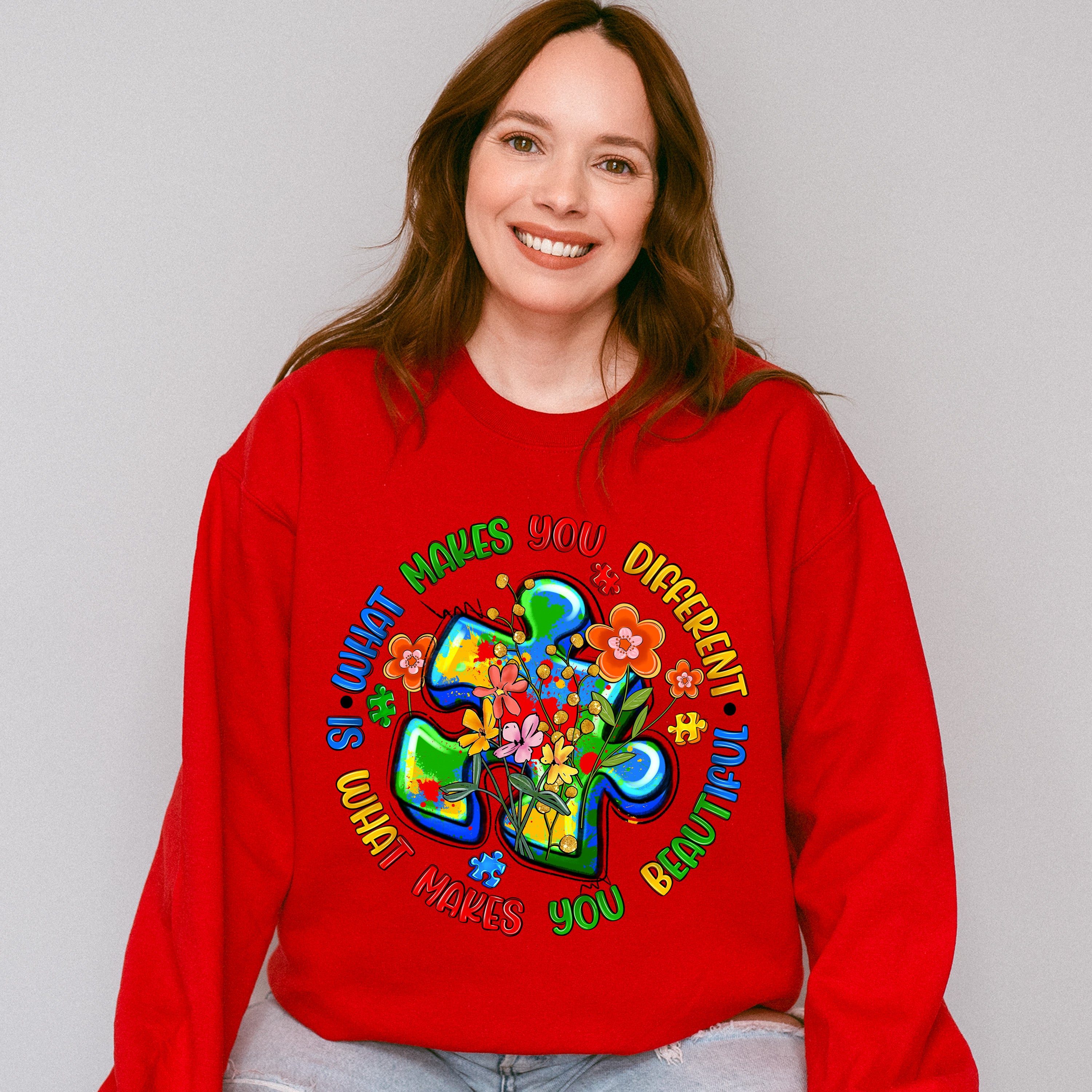 What Makes You Different Jigsaw Design - Autism Awareness Unisex Crewneck T-Shirt Sweatshirt Hoodie