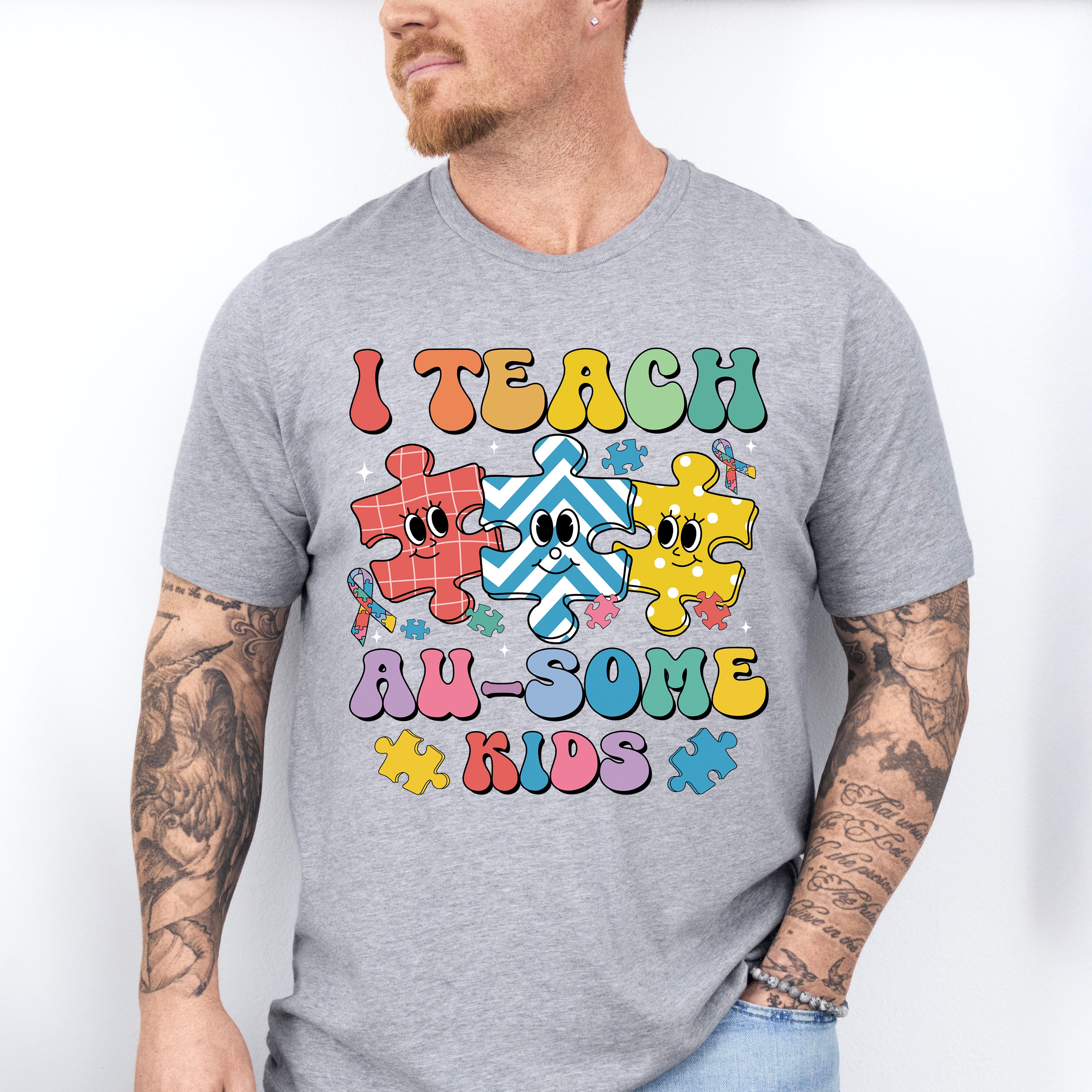I Teach Au-Some Kids - Autism Awareness Unisex Crewneck T-Shirt Sweatshirt Hoodie