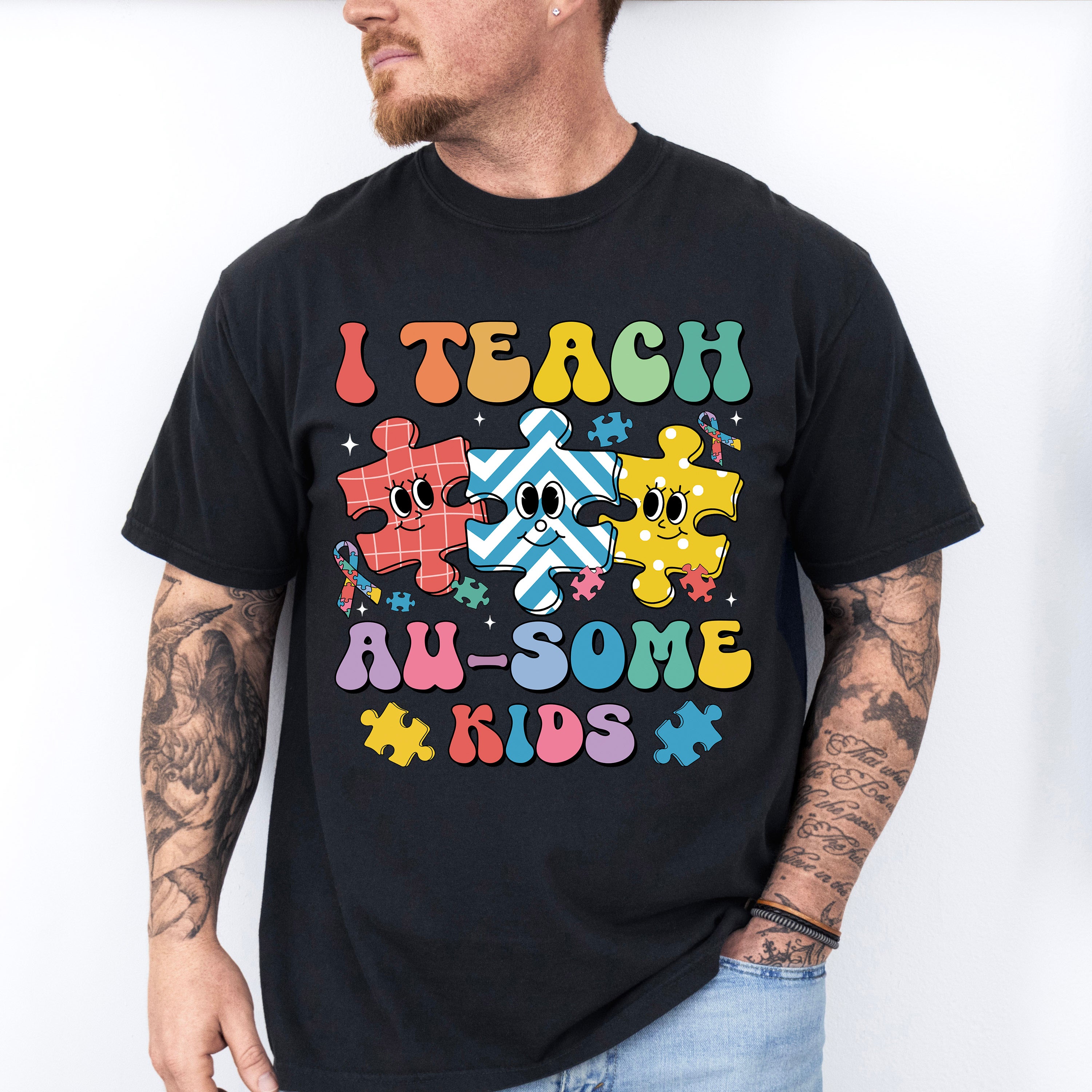 I Teach Au-Some Kids - Autism Awareness Unisex Crewneck T-Shirt Sweatshirt Hoodie