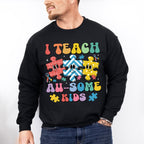 I Teach Au-Some Kids - Autism Awareness Unisex Crewneck T-Shirt Sweatshirt Hoodie