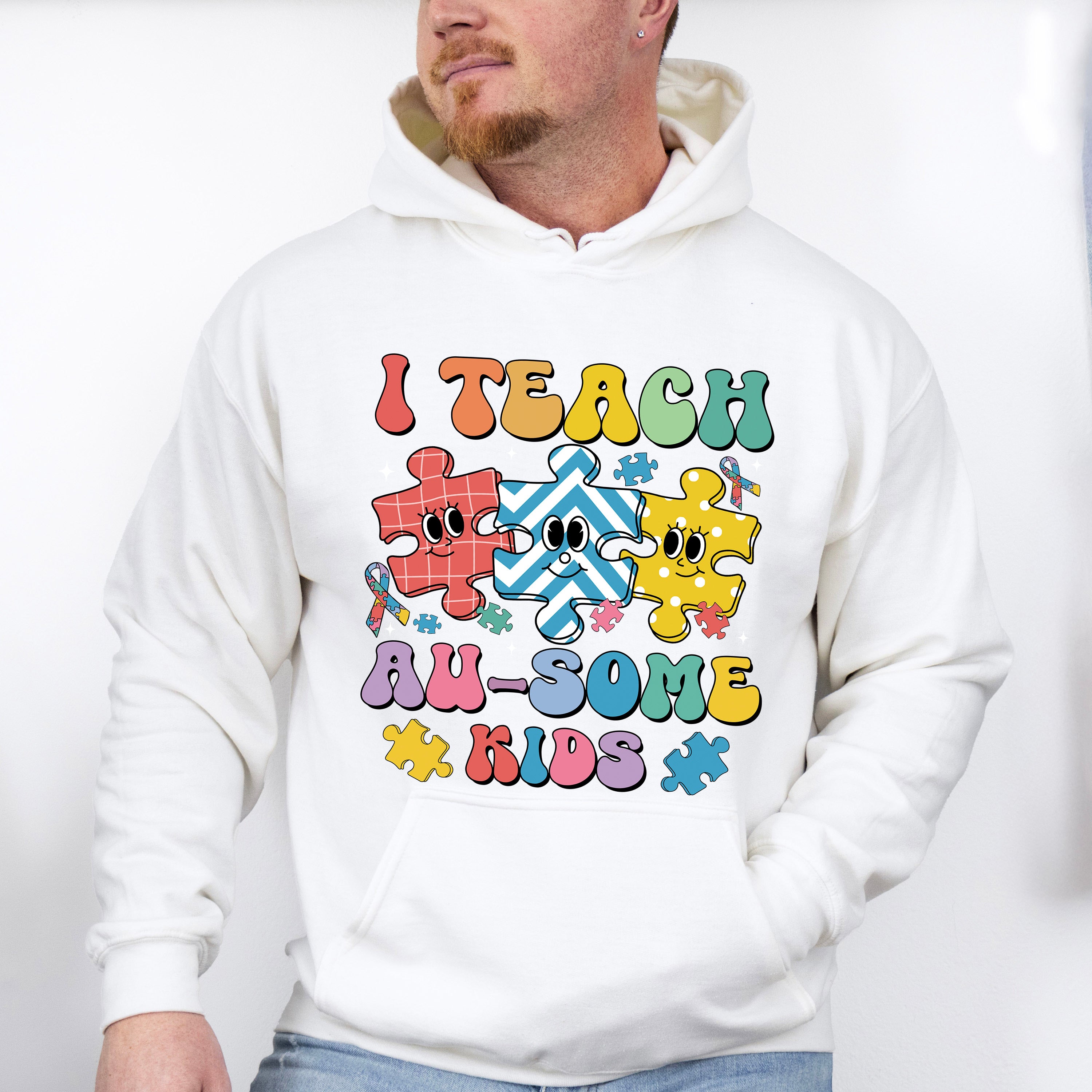 I Teach Au-Some Kids - Autism Awareness Unisex Crewneck T-Shirt Sweatshirt Hoodie