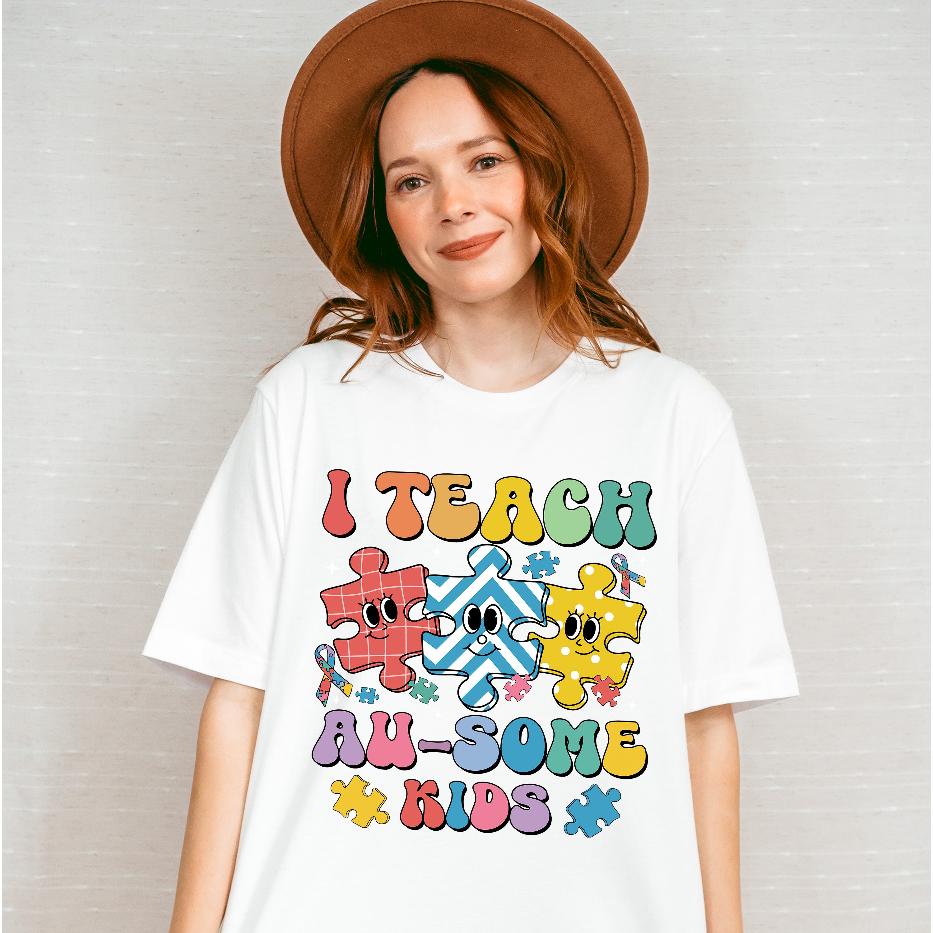 I Teach Au-Some Kids - Autism Awareness Unisex Crewneck T-Shirt Sweatshirt Hoodie