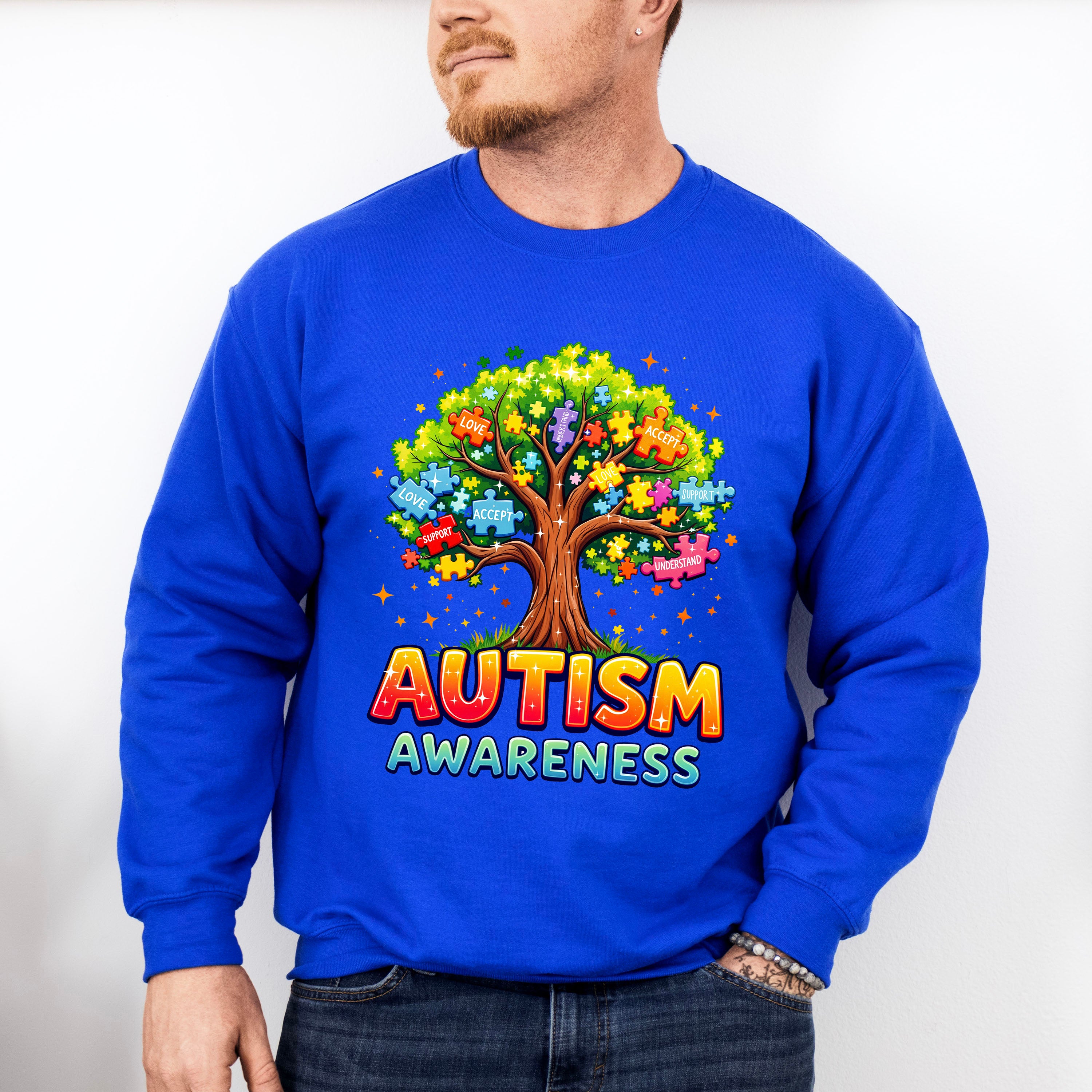 Autism Awareness Tree - Autism Awareness Unisex Crewneck T-Shirt Sweatshirt Hoodie