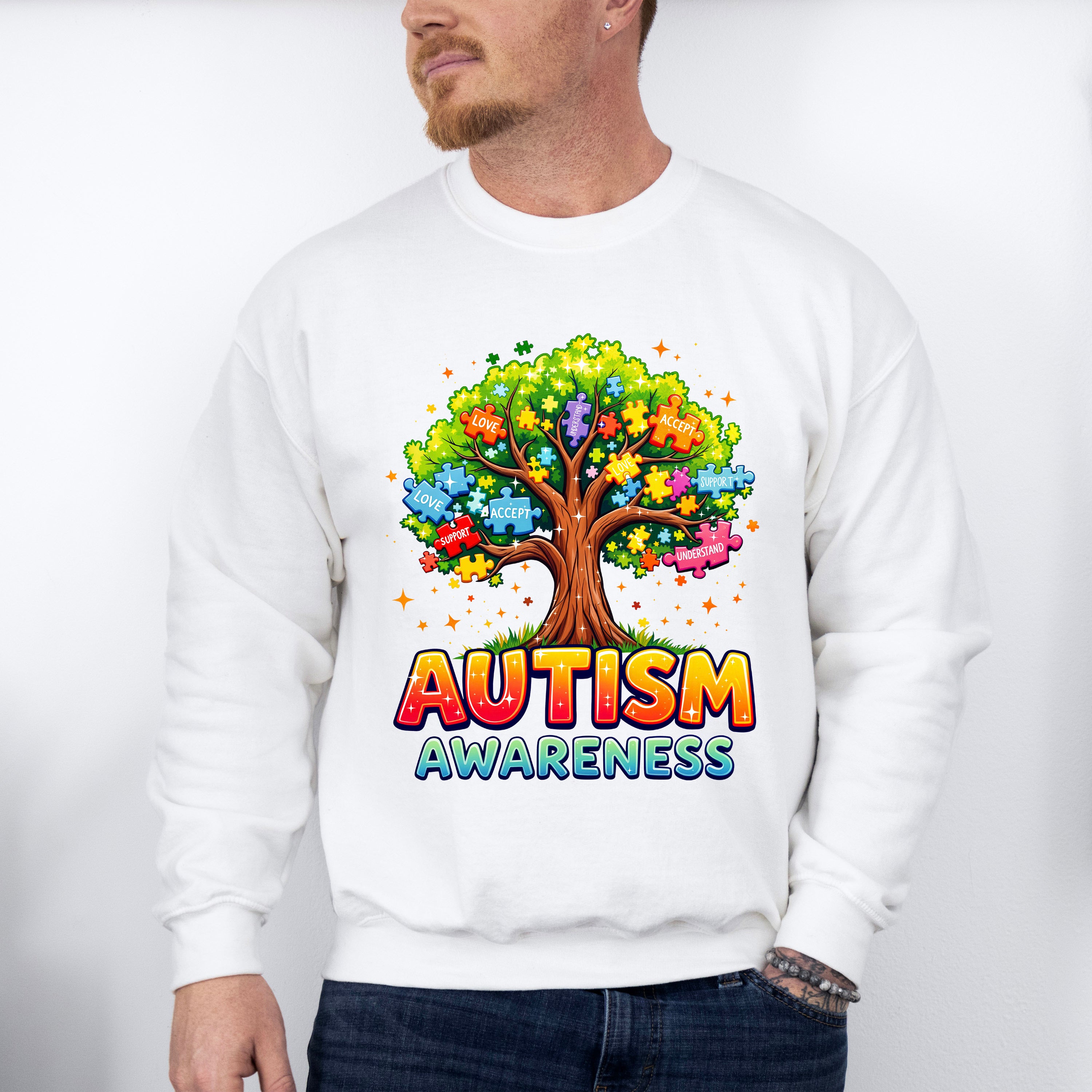 Autism Awareness Tree - Autism Awareness Unisex Crewneck T-Shirt Sweatshirt Hoodie