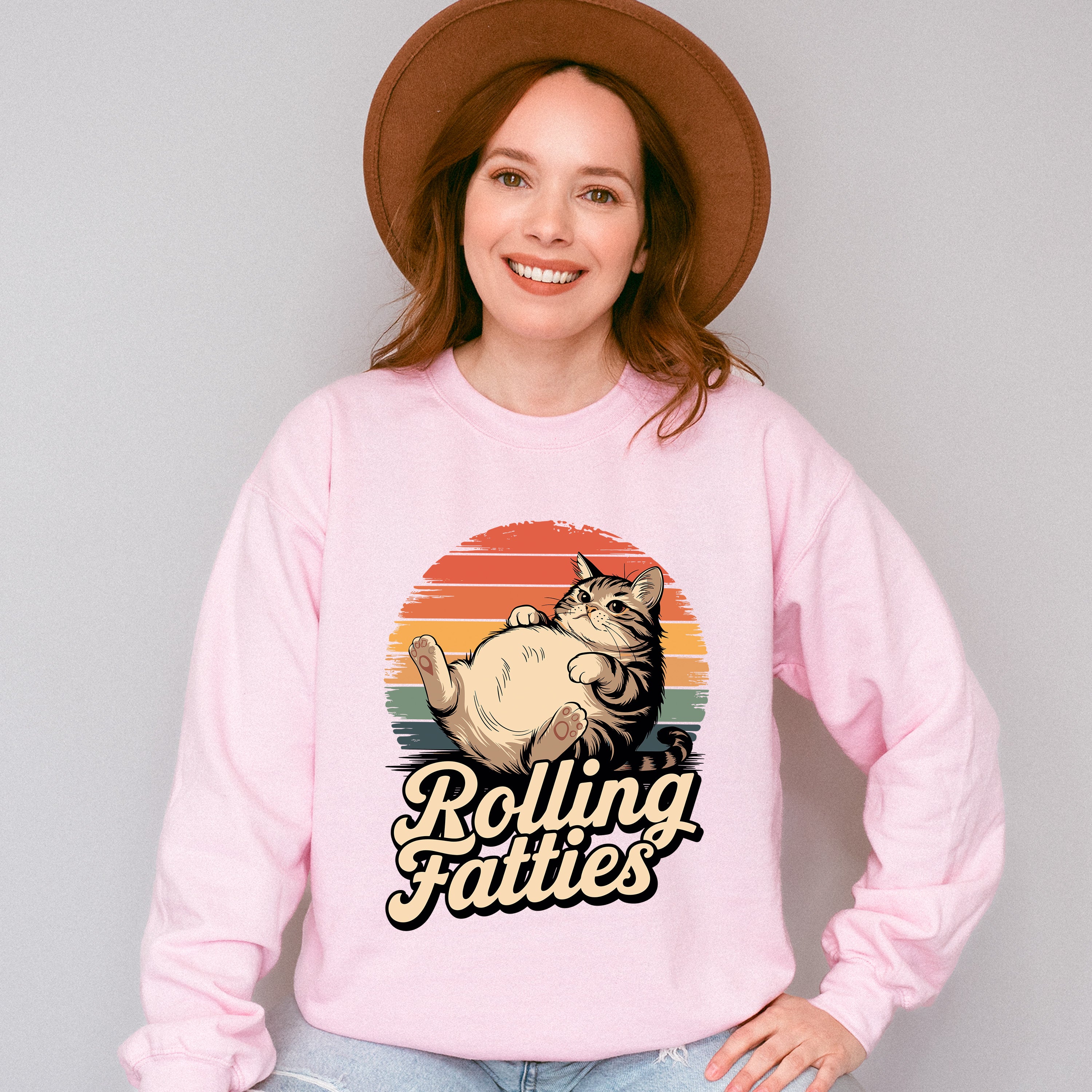Rolling Fatties - Cat Unisex Crewneck T-Shirt Sweatshirt Hoodie