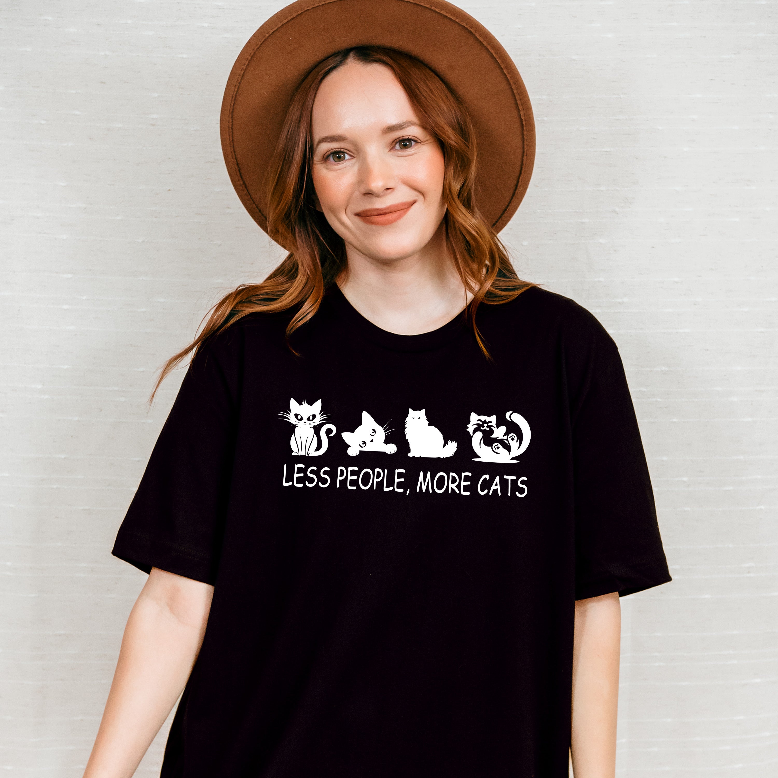 Less People More Cats - Cat Unisex Crewneck T-Shirt Sweatshirt Hoodie
