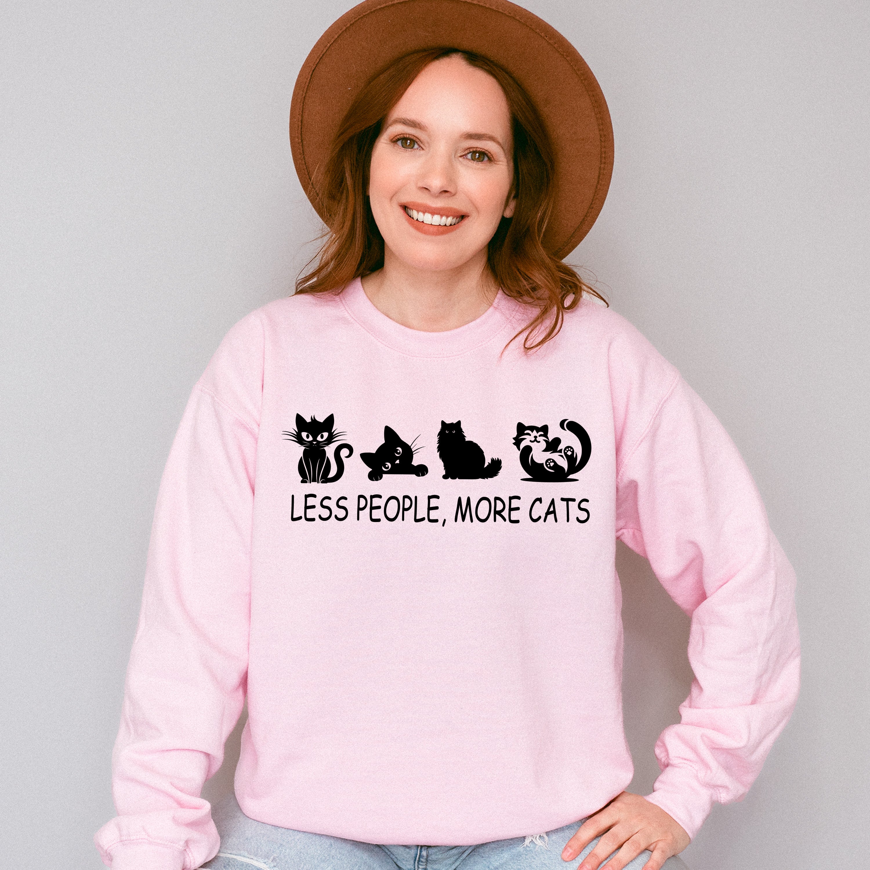 Less People More Cats - Cat Unisex Crewneck T-Shirt Sweatshirt Hoodie
