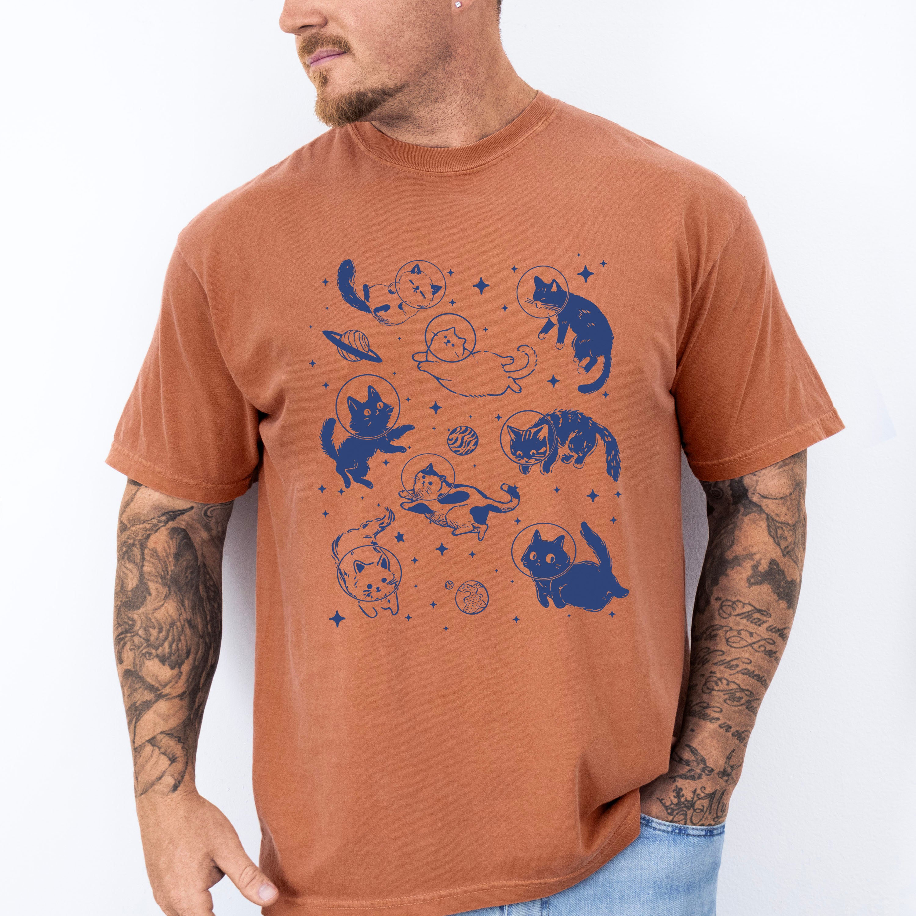 Blue Cats In Space - Cat Unisex Crewneck T-Shirt Sweatshirt Hoodie