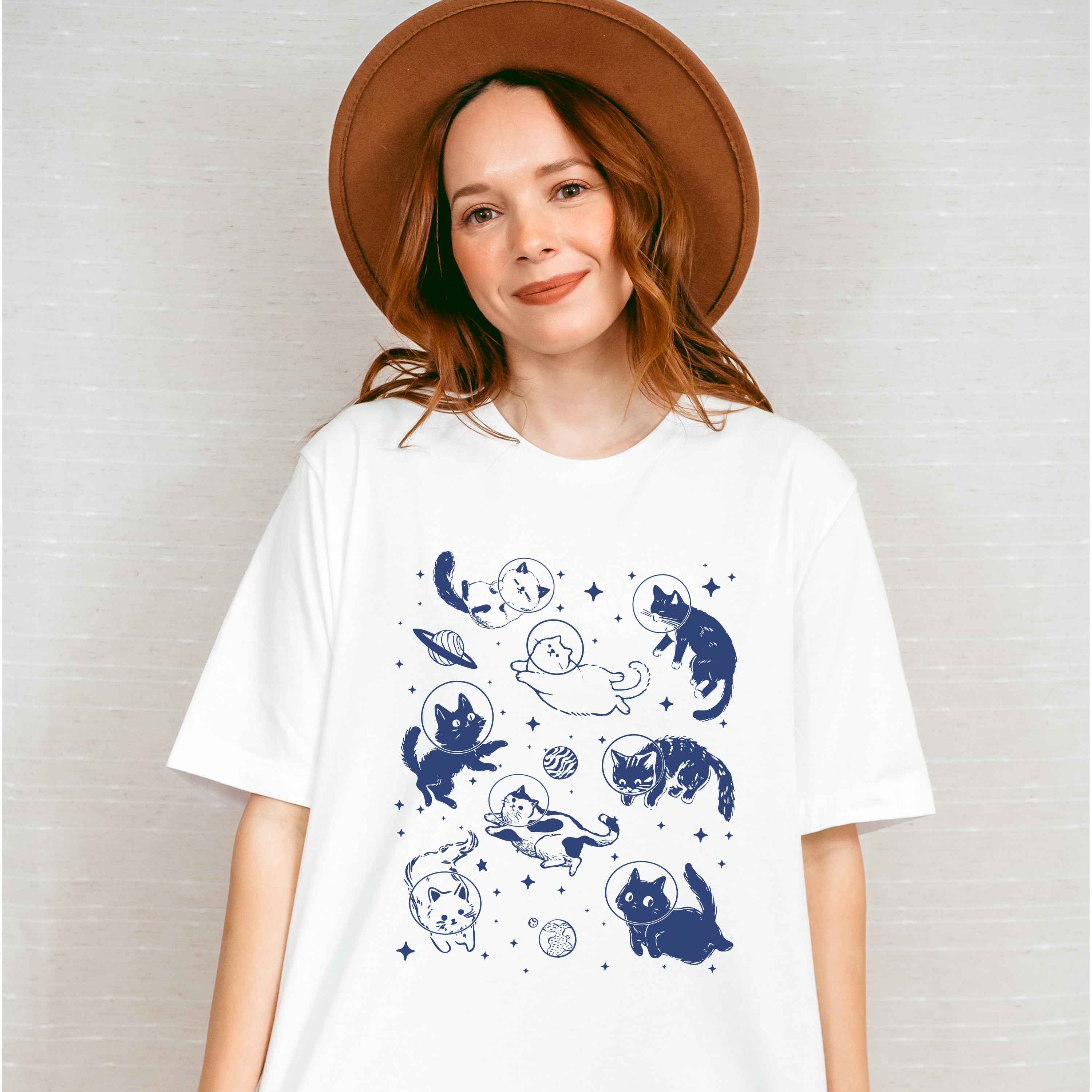 Blue Cats In Space - Cat Unisex Crewneck T-Shirt Sweatshirt Hoodie