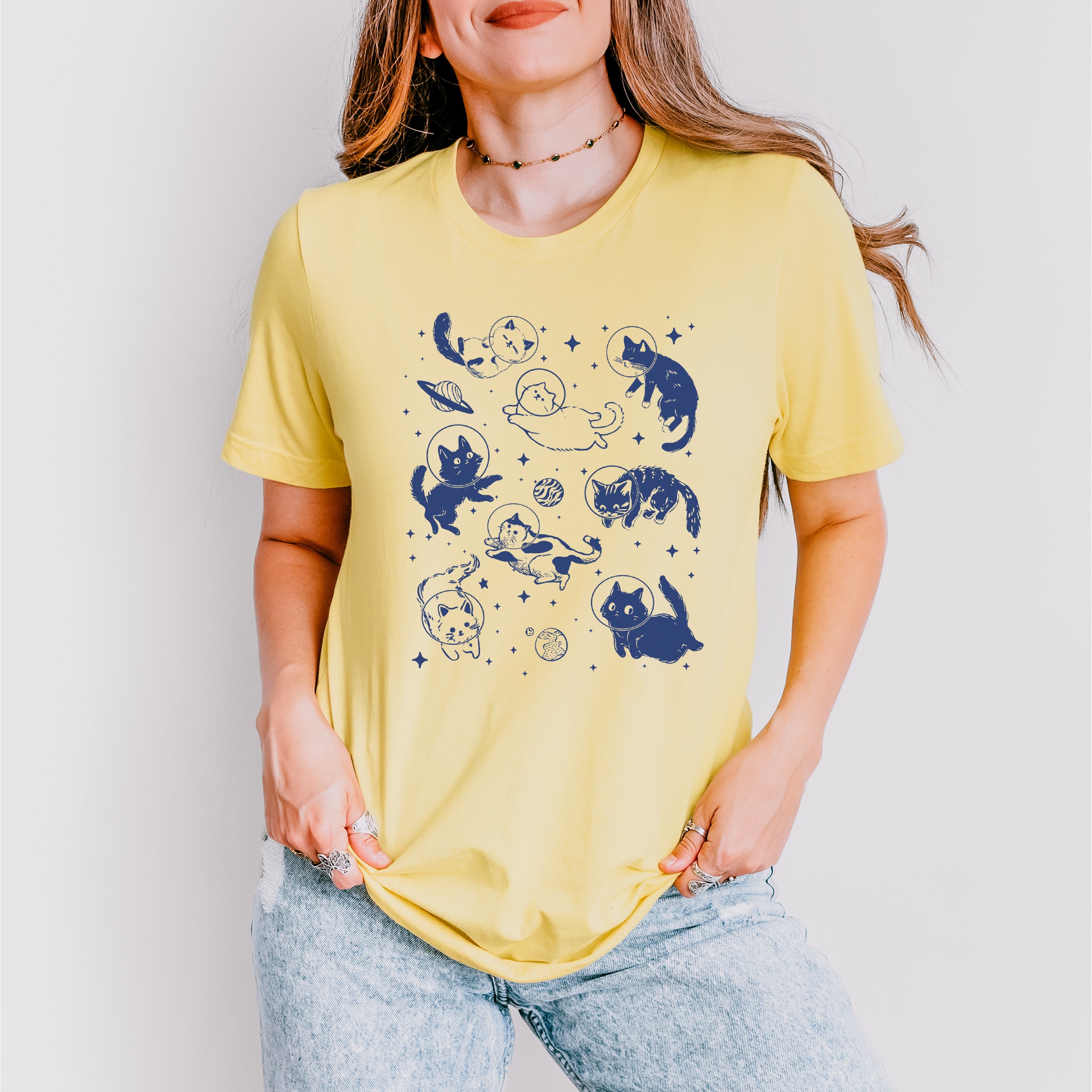 Blue Cats In Space - Cat Unisex Crewneck T-Shirt Sweatshirt Hoodie