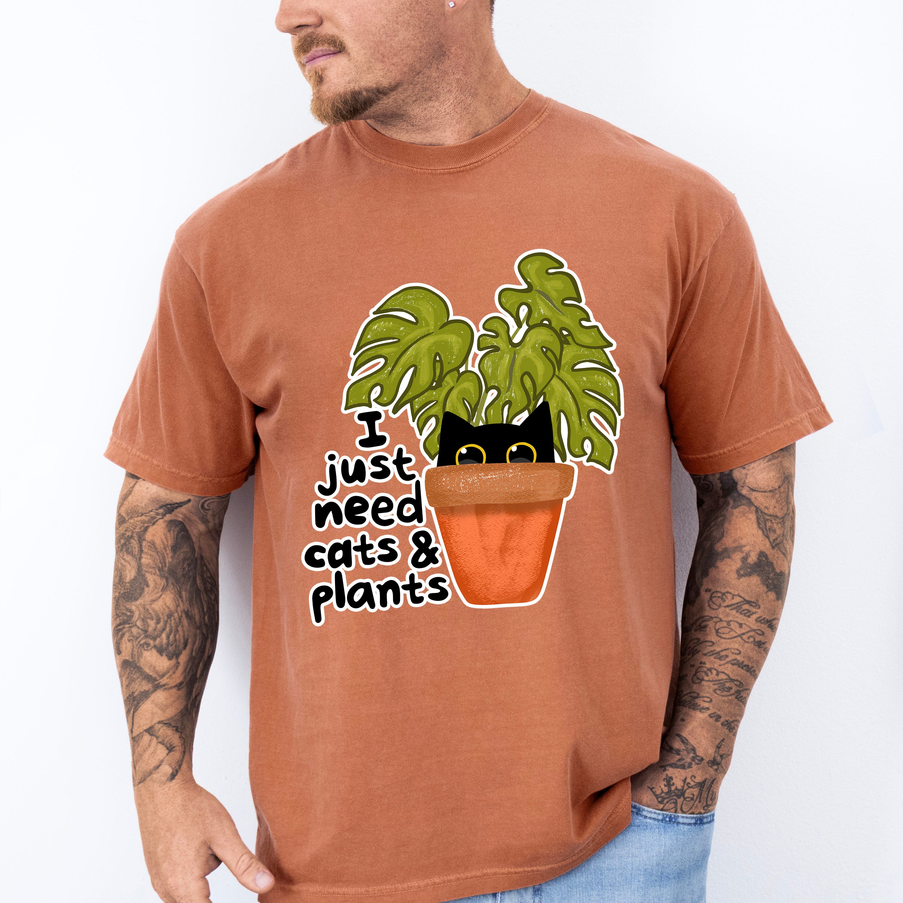 I Just Need Cats &amp; Plants - Cat Unisex Crewneck T-Shirt Sweatshirt Hoodie