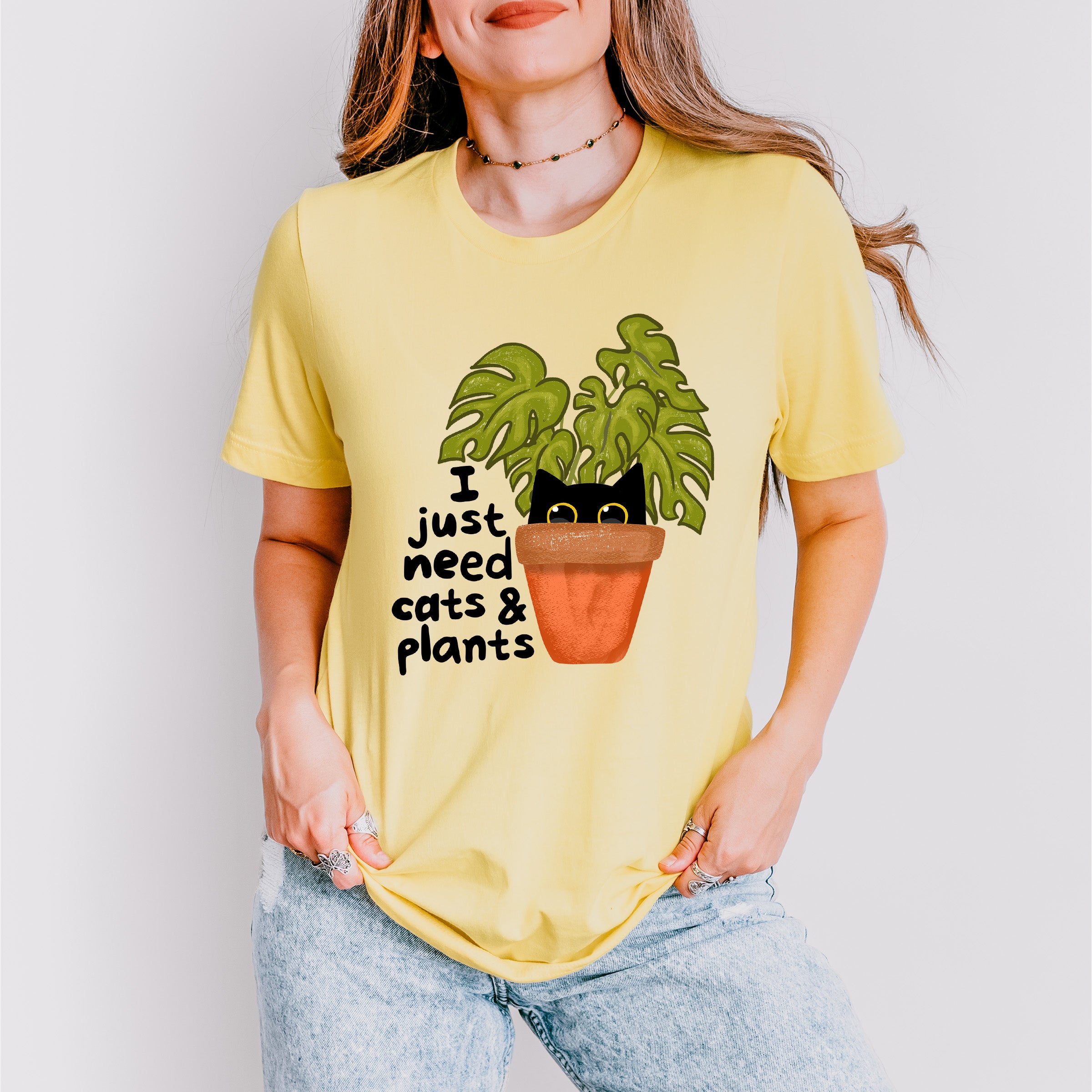 I Just Need Cats &amp; Plants - Cat Unisex Crewneck T-Shirt Sweatshirt Hoodie