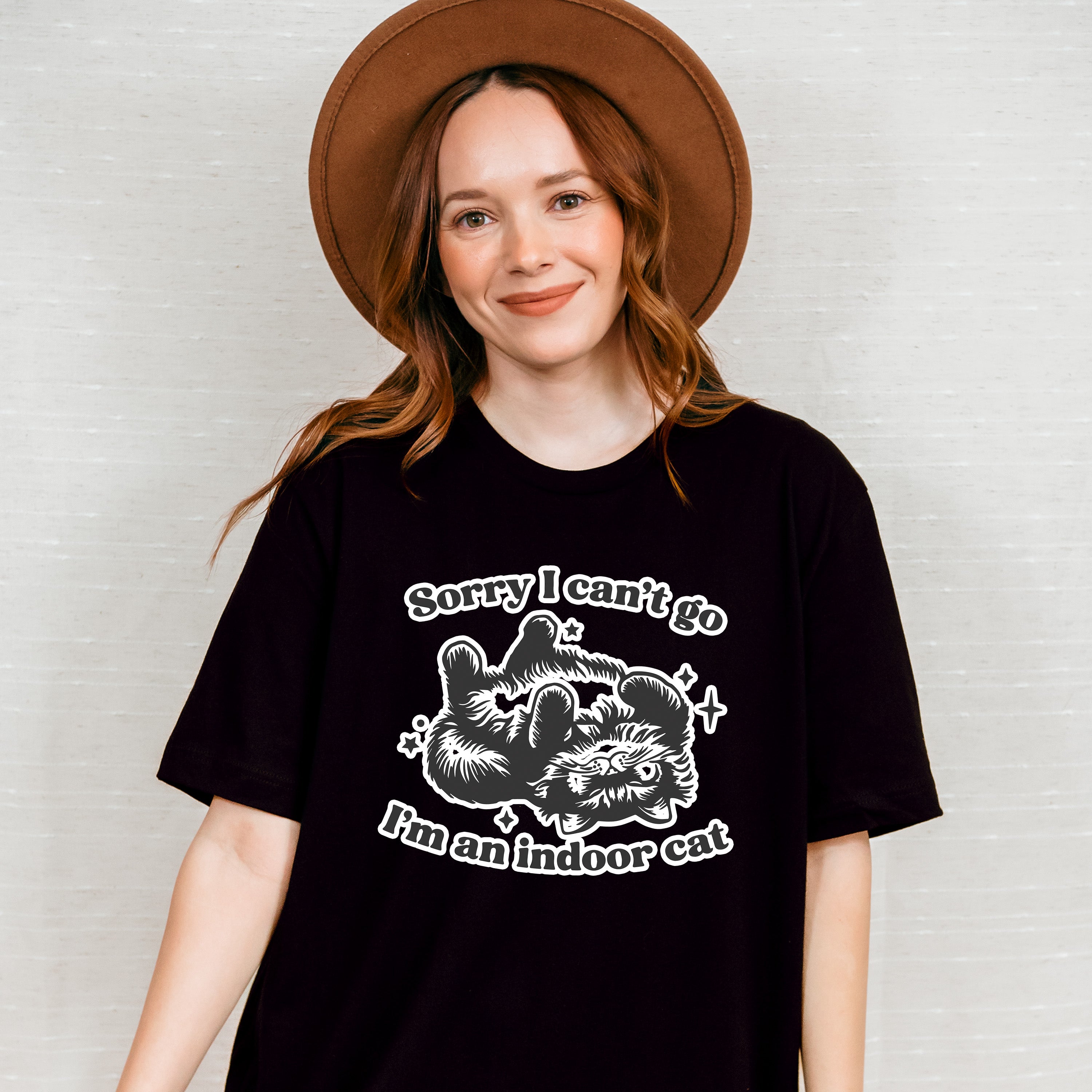 Sorry I Can't Go I'm An Indoor Cat - Cat Unisex Crewneck T-Shirt Sweatshirt Hoodie