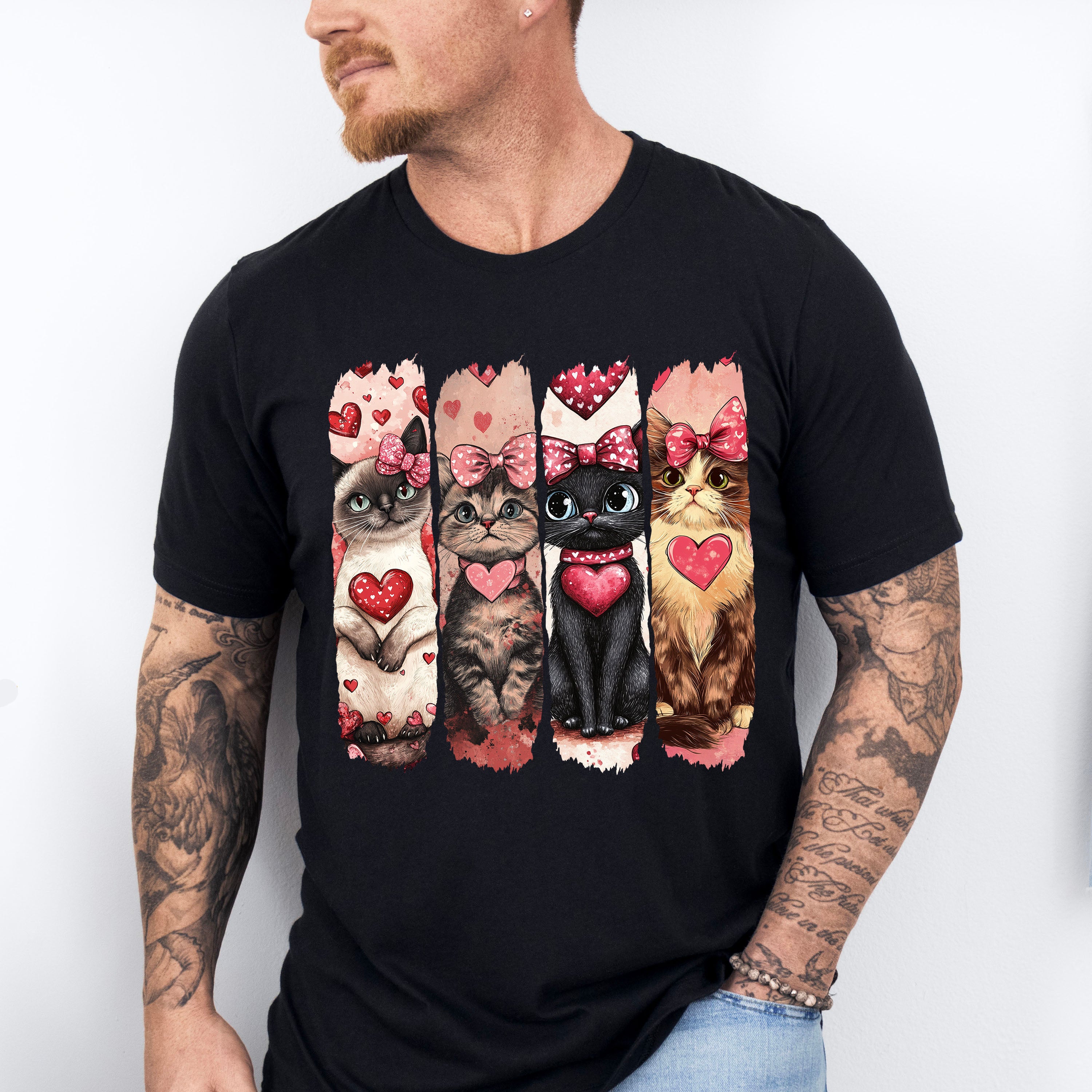 Cute Cats With Hearts - Cat Unisex Crewneck T-Shirt Sweatshirt Hoodie