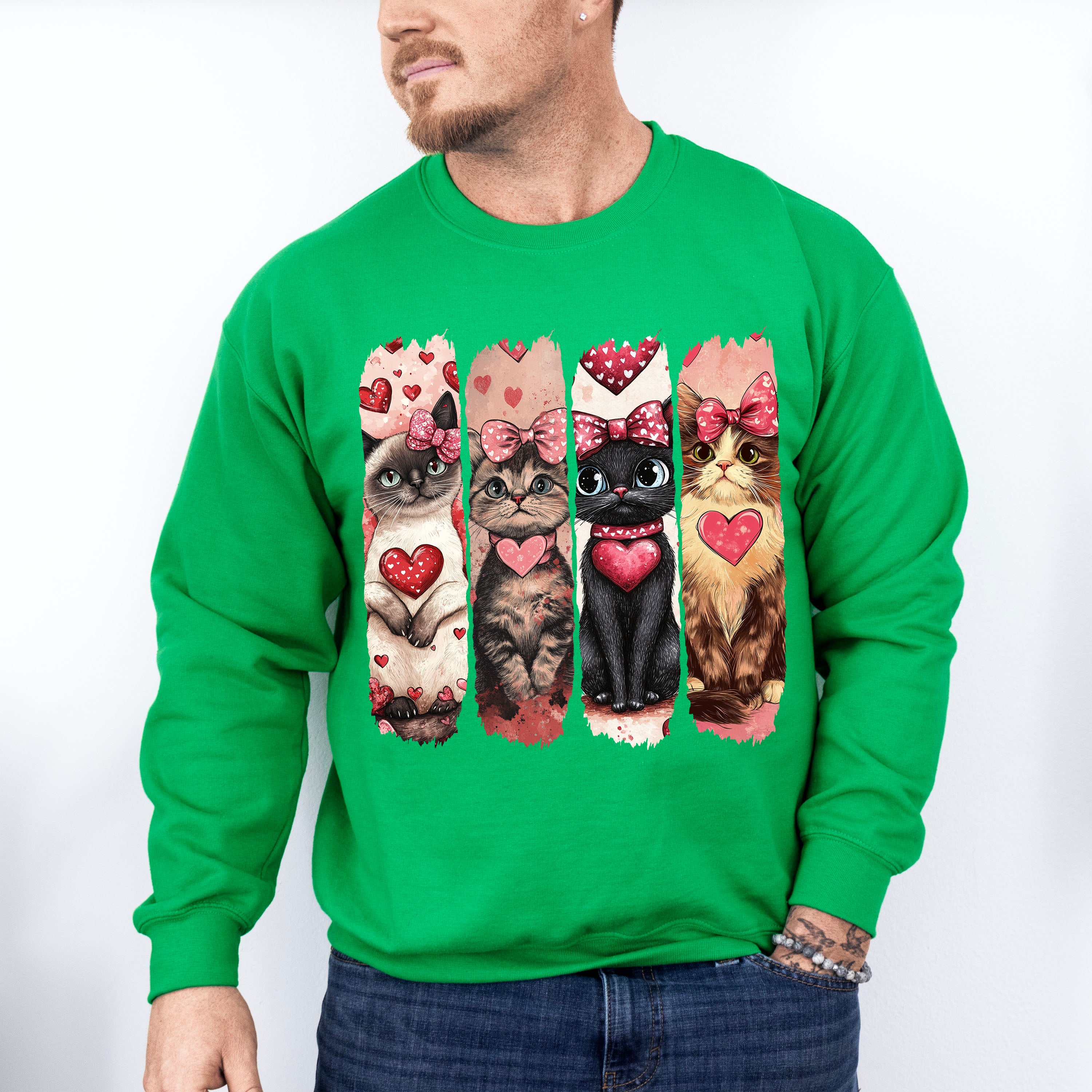 Cute Cats With Hearts - Cat Unisex Crewneck T-Shirt Sweatshirt Hoodie