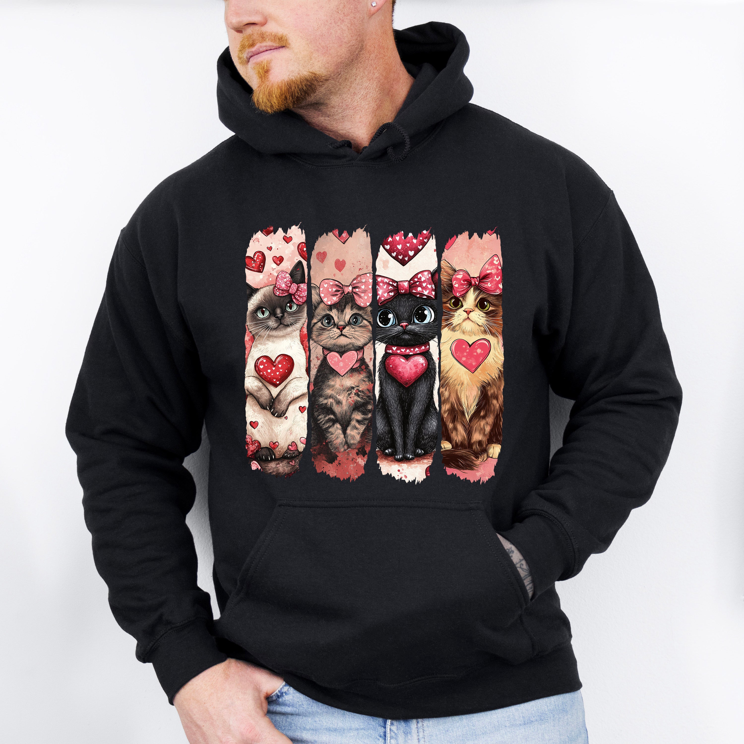 Cute Cats With Hearts - Cat Unisex Crewneck T-Shirt Sweatshirt Hoodie