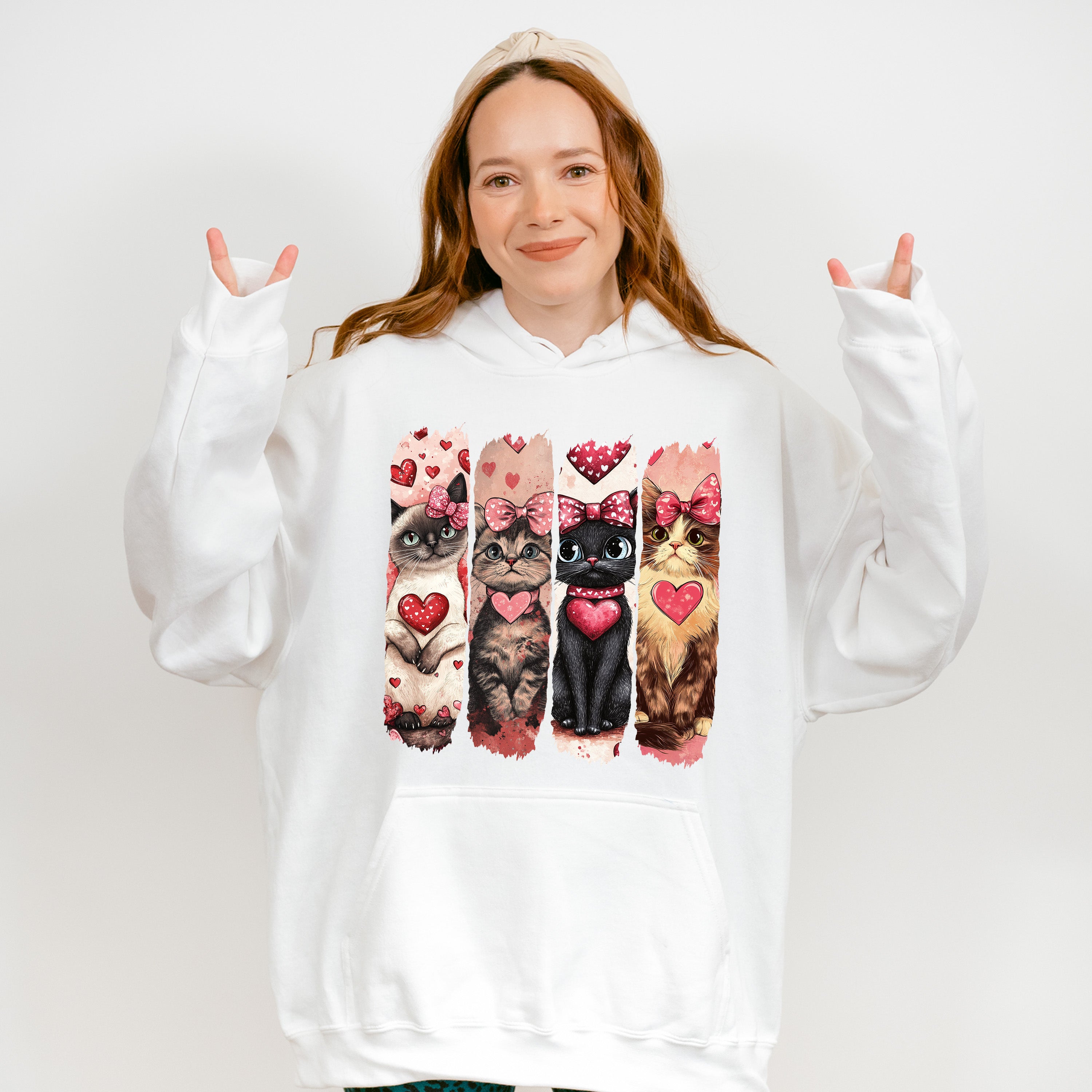 Cute Cats With Hearts - Cat Unisex Crewneck T-Shirt Sweatshirt Hoodie