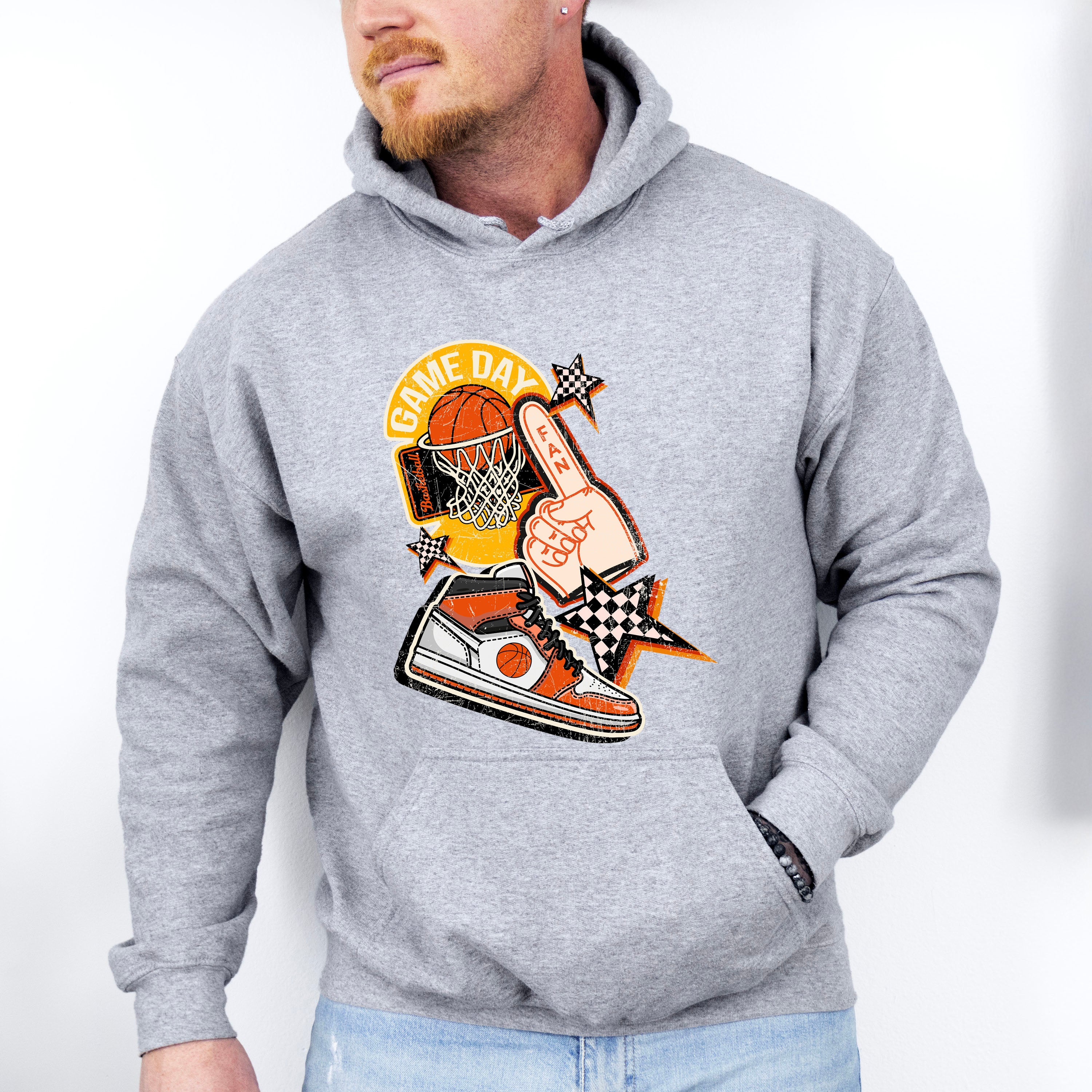 Game Day Shoes Checkered Star Design - Basketball Unisex Crewneck T-Shirt Sweatshirt Hoodie