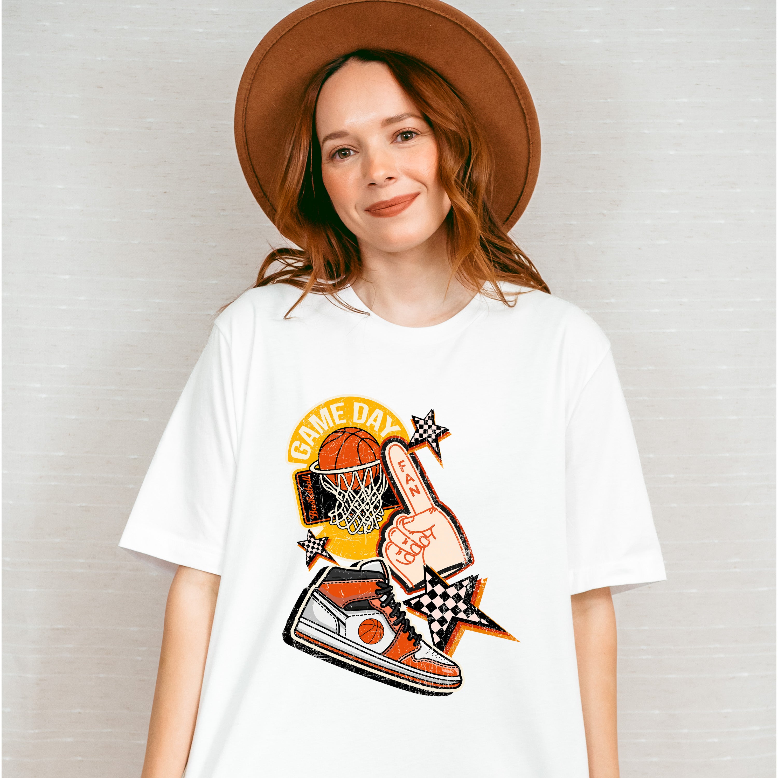 Game Day Shoes Checkered Star Design - Basketball Unisex Crewneck T-Shirt Sweatshirt Hoodie