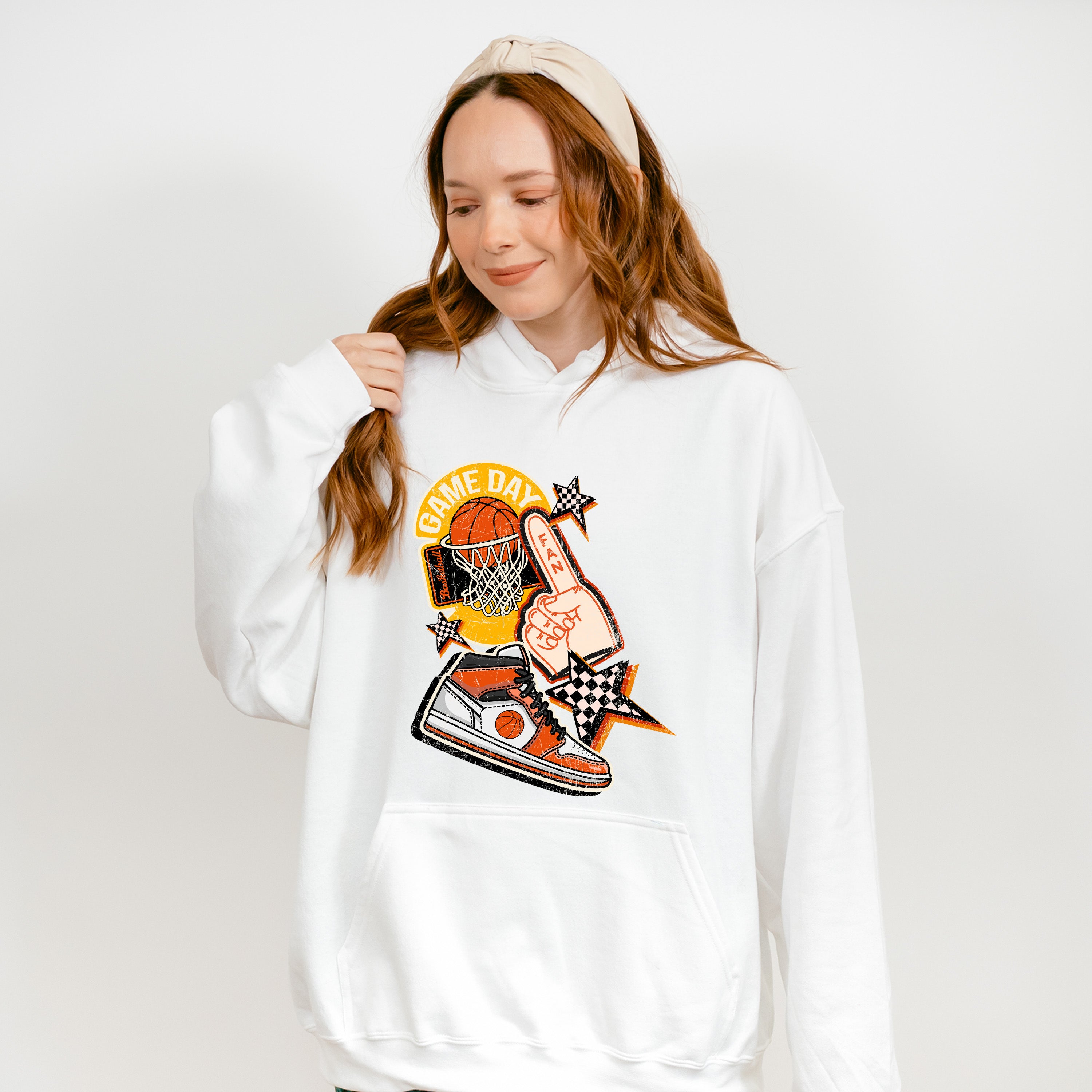 Game Day Shoes Checkered Star Design - Basketball Unisex Crewneck T-Shirt Sweatshirt Hoodie