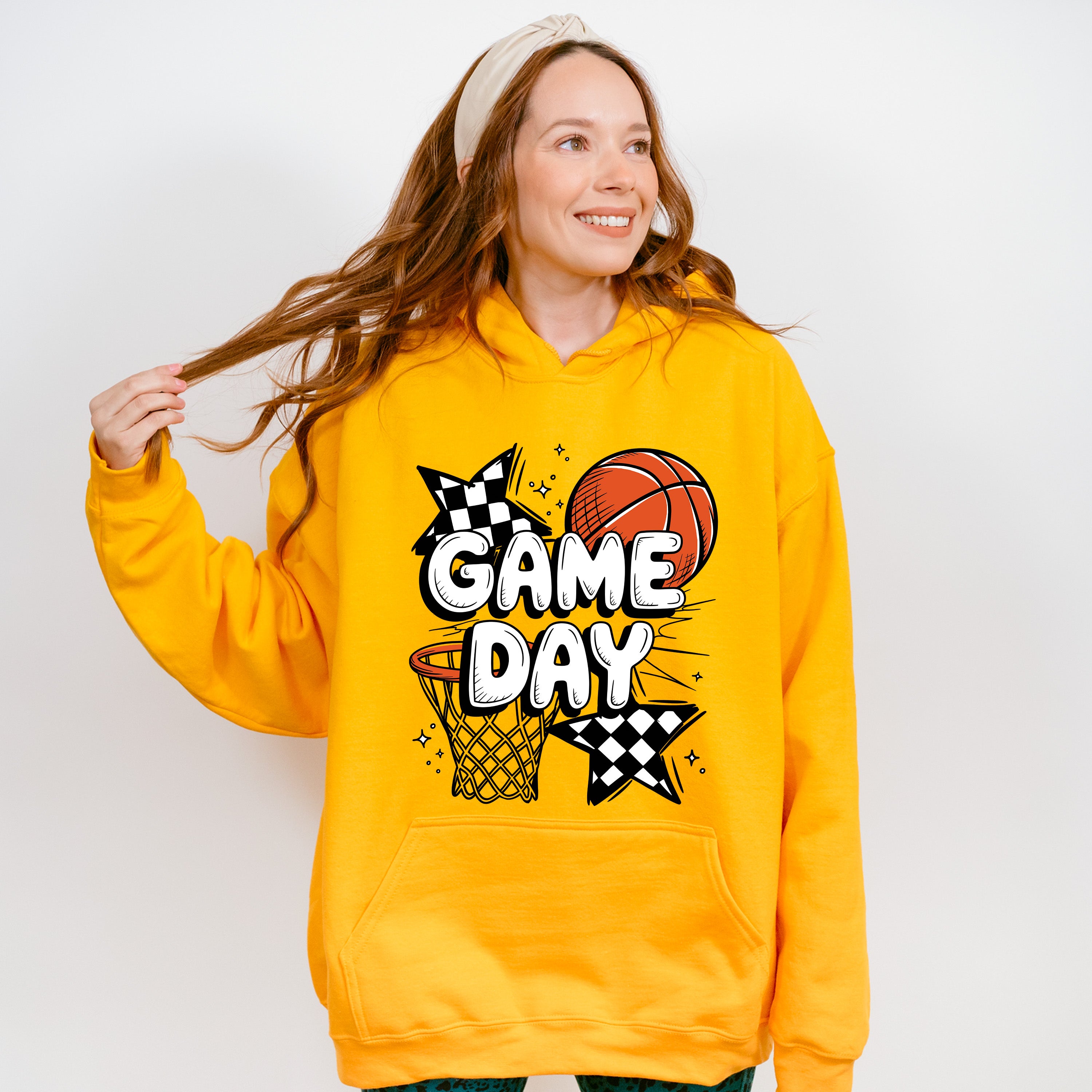Game Day Basketball Hoop Star Design - Basketball Unisex Crewneck T-Shirt Sweatshirt Hoodie