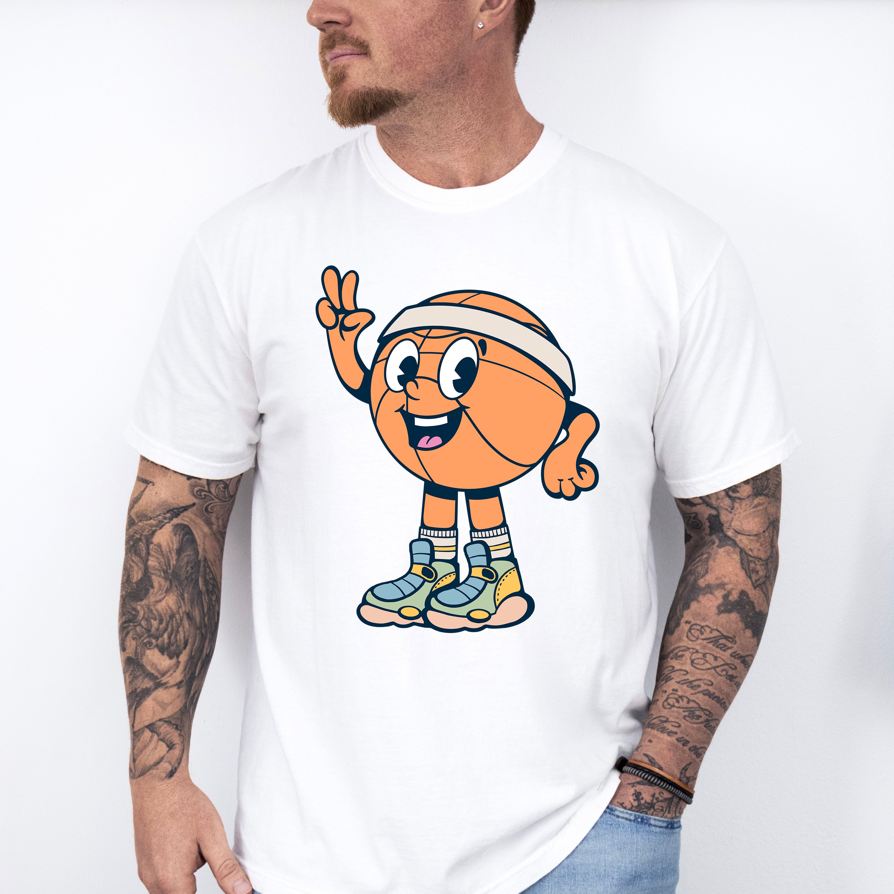 Cute Basketball Peace Sign - Basketball Unisex Crewneck T-Shirt Sweatshirt Hoodie