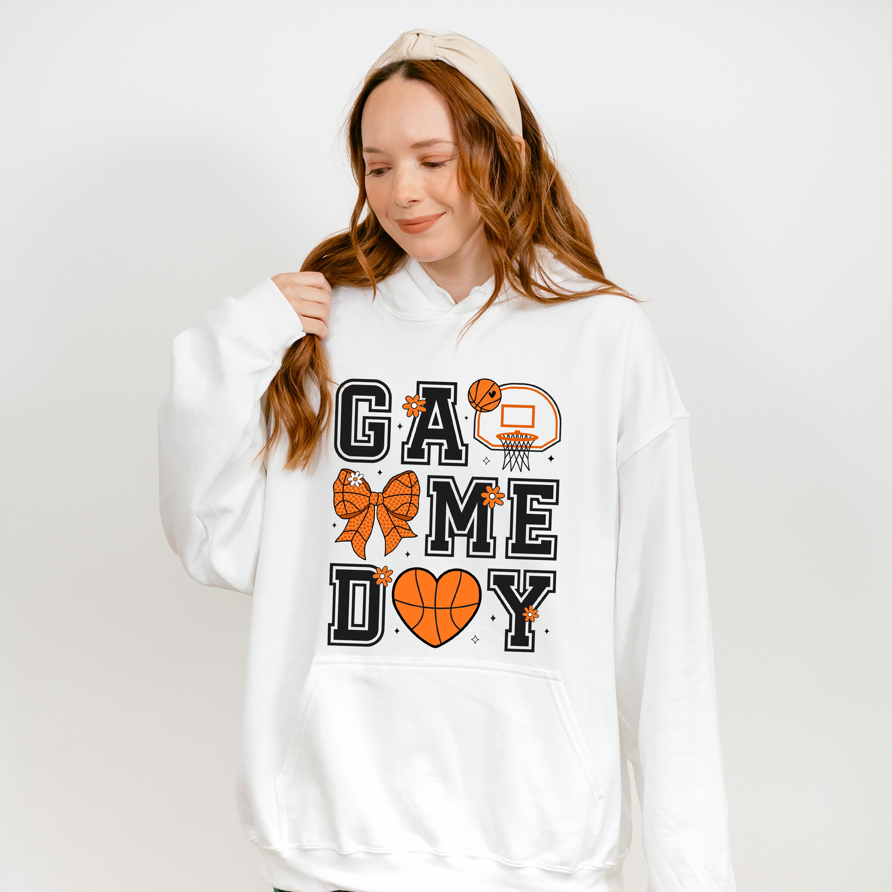 Game Day Ribbon Heart Hoop - Basketball Unisex Crewneck T-Shirt Sweatshirt Hoodie