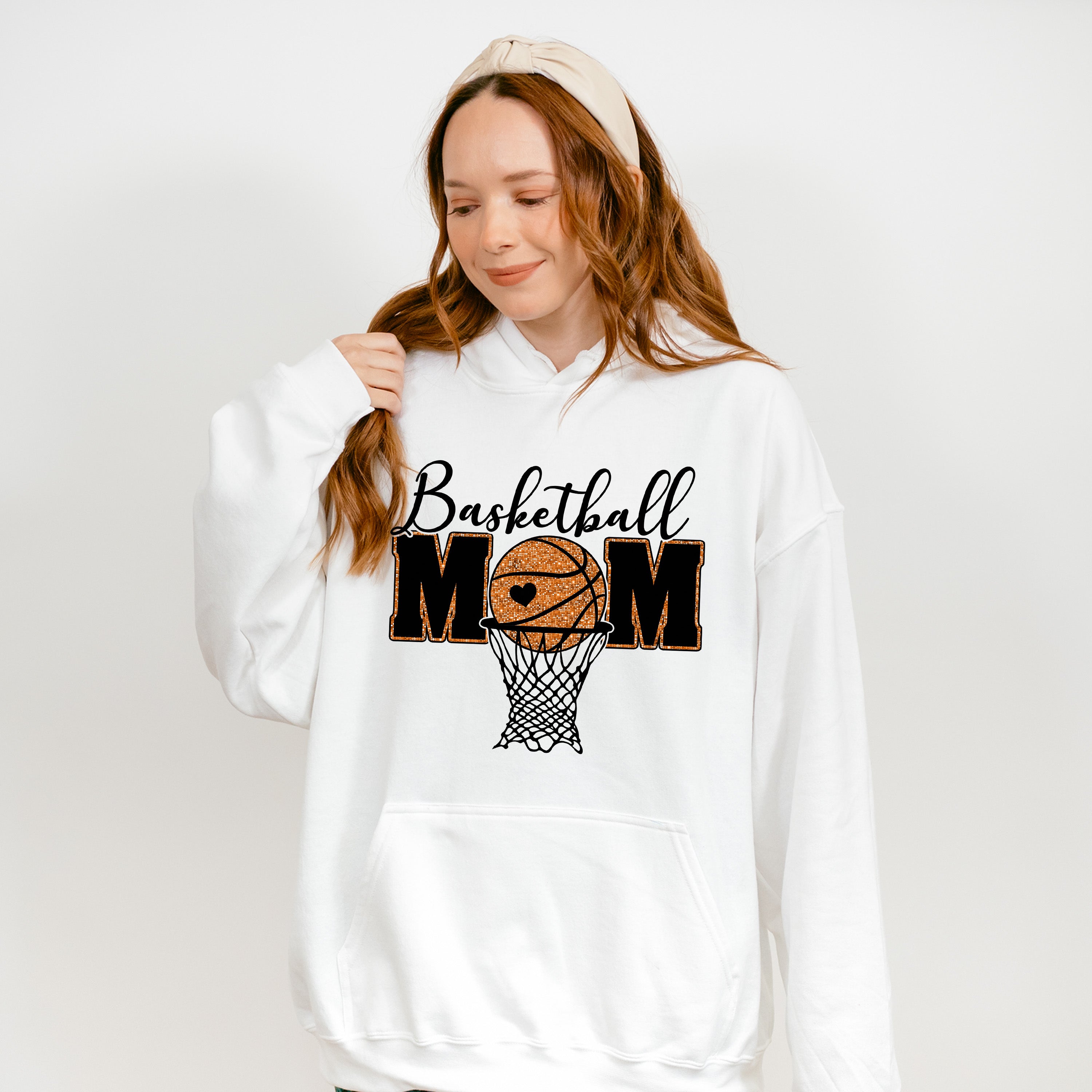 Basketball Mom B&amp;W Hoop Design - Basketball Unisex Crewneck T-Shirt Sweatshirt Hoodie