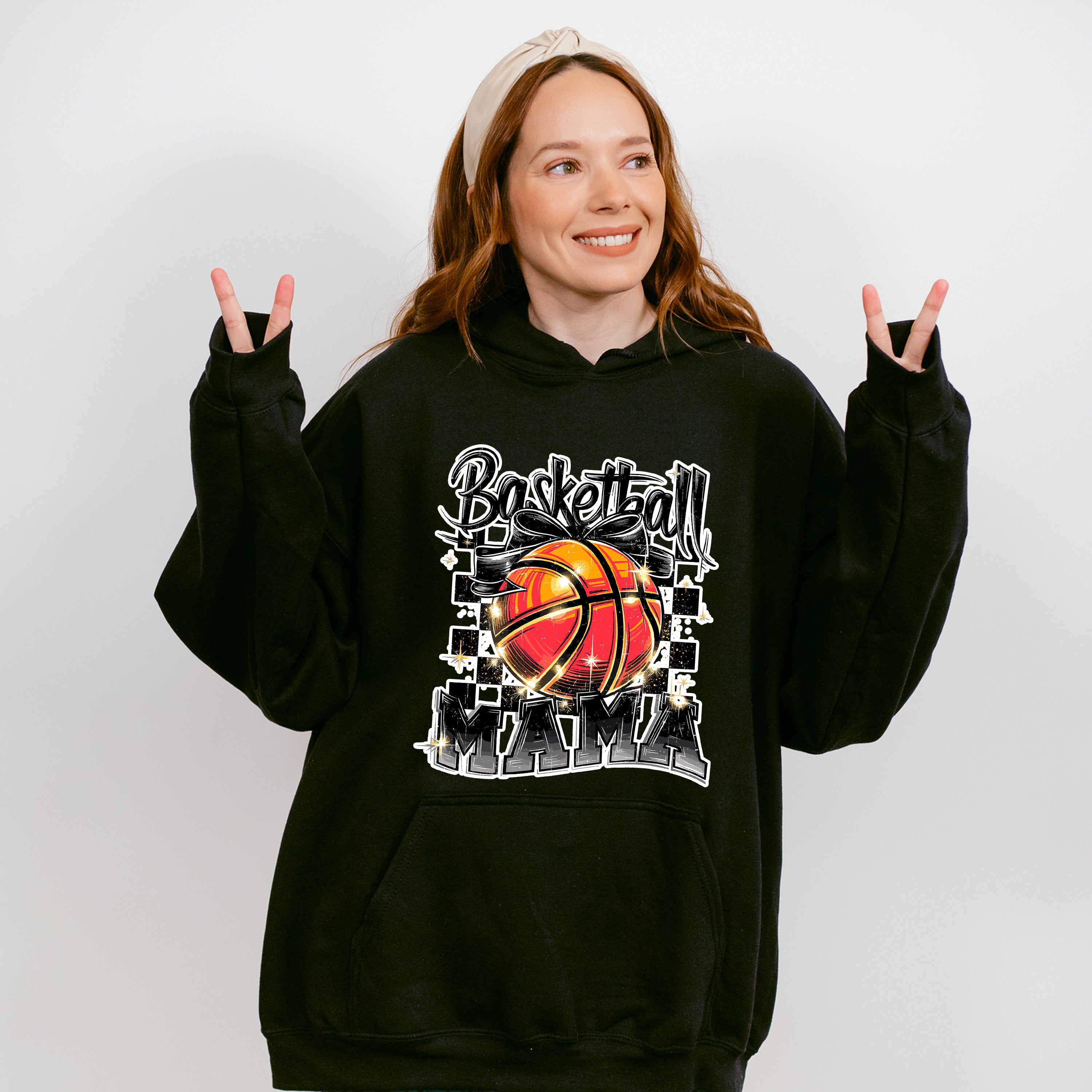 Basketball Mama B&amp;W Checkered Design - Basketball Unisex Crewneck T-Shirt Sweatshirt Hoodie