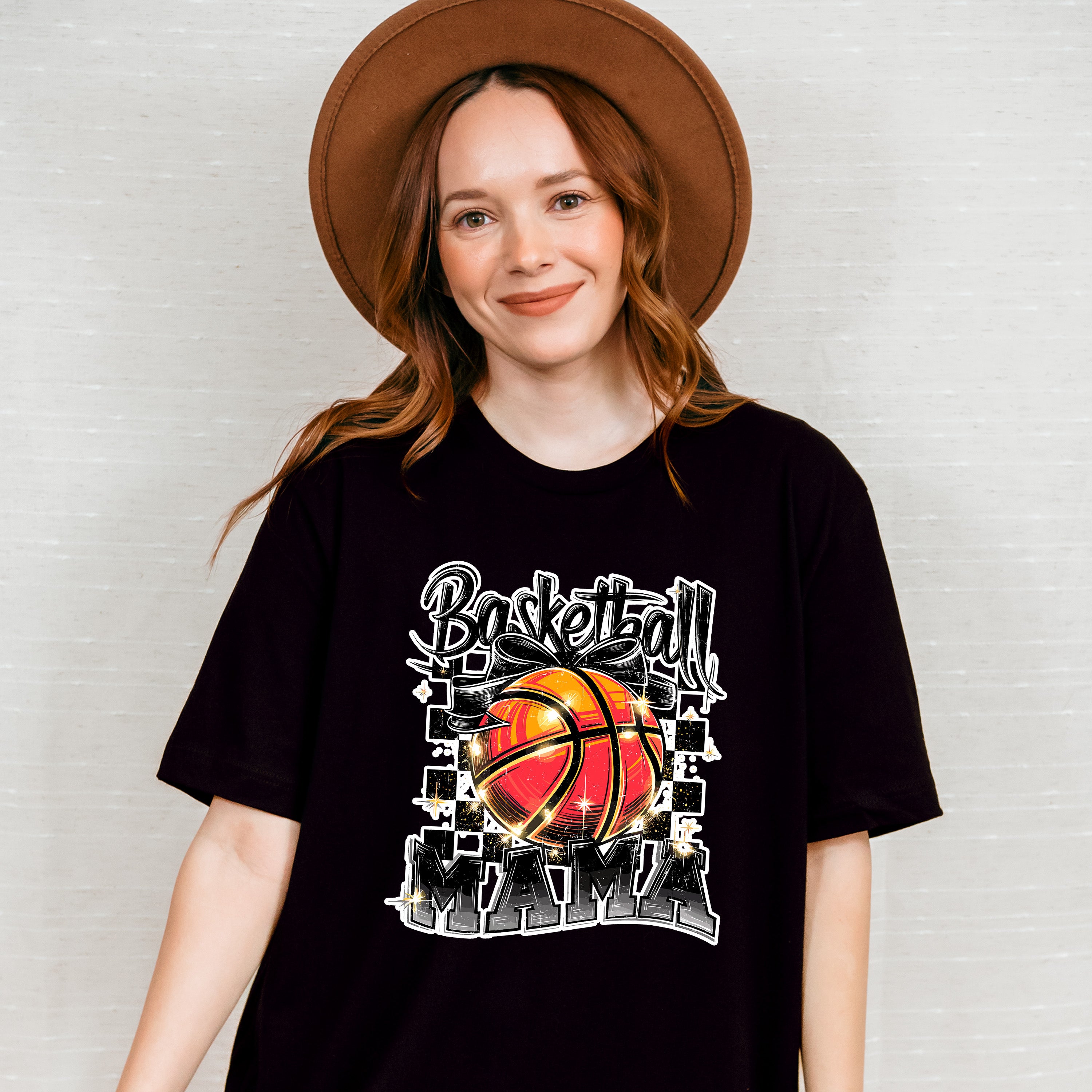 Basketball Mama B&amp;W Checkered Design - Basketball Unisex Crewneck T-Shirt Sweatshirt Hoodie