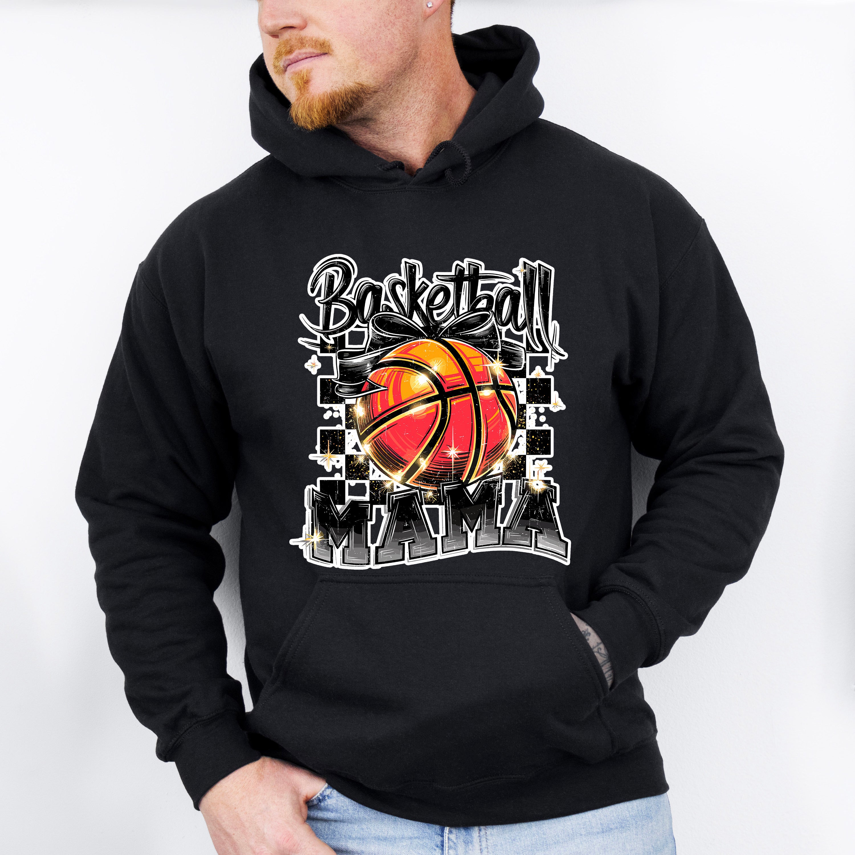 Basketball Mama B&amp;W Checkered Design - Basketball Unisex Crewneck T-Shirt Sweatshirt Hoodie
