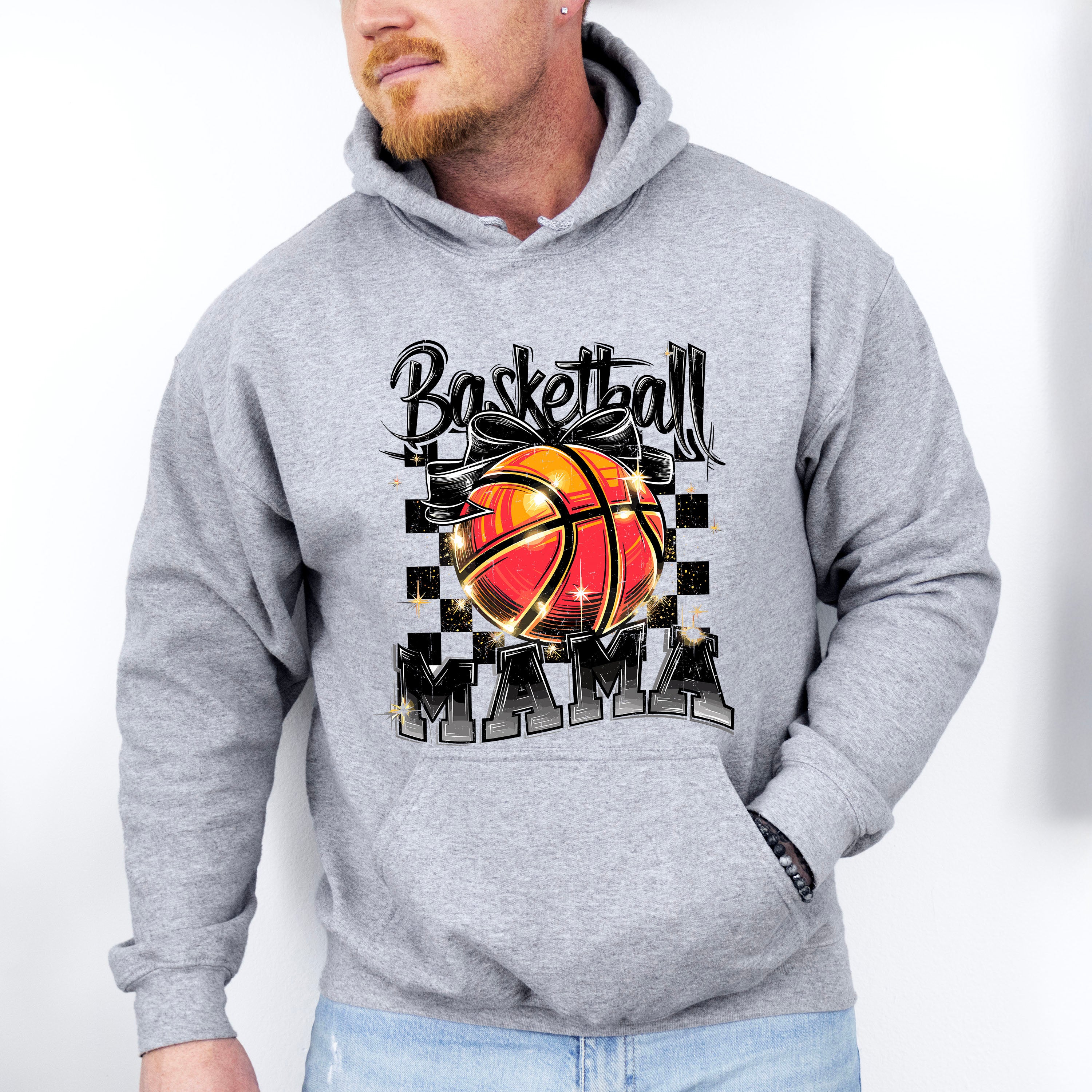 Basketball Mama B&amp;W Checkered Design - Basketball Unisex Crewneck T-Shirt Sweatshirt Hoodie