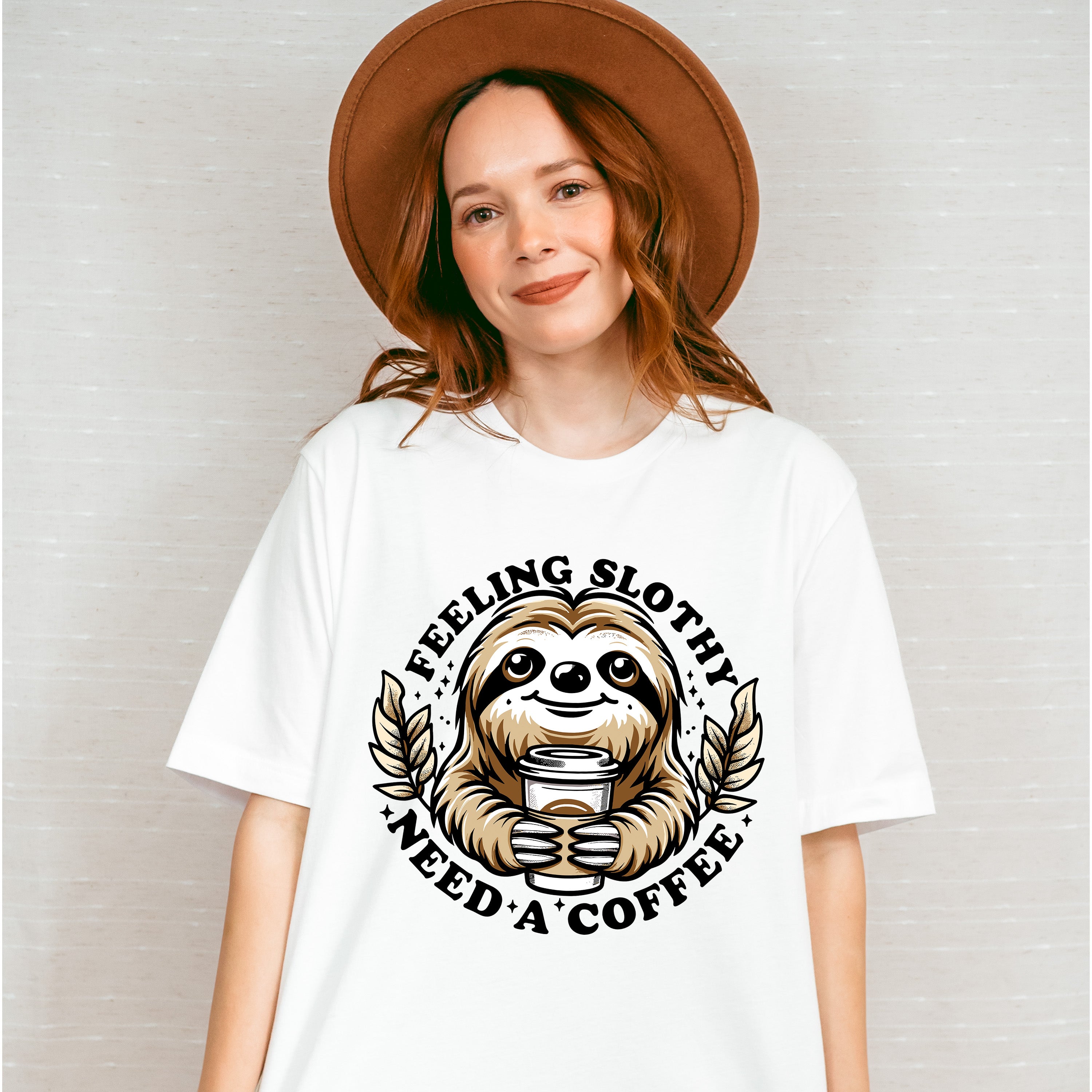 Feeling Slothy Need A Coffee - Coffee Unisex Crewneck T-Shirt Sweatshirt Hoodie