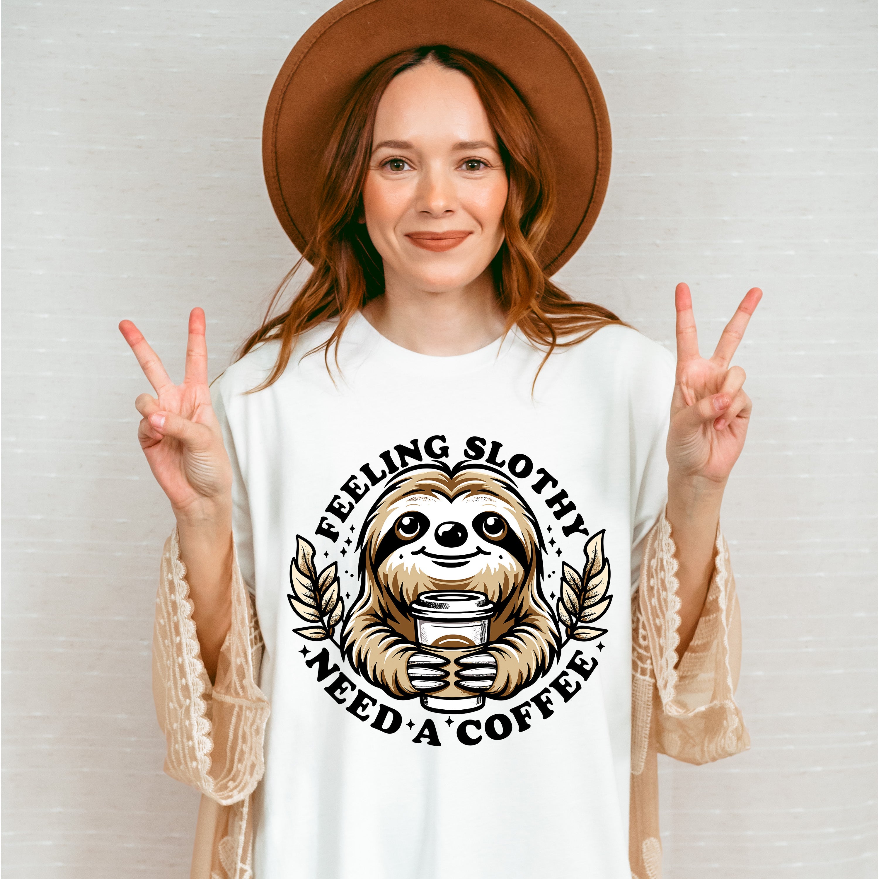 Feeling Slothy Need A Coffee - Coffee Unisex Crewneck T-Shirt Sweatshirt Hoodie