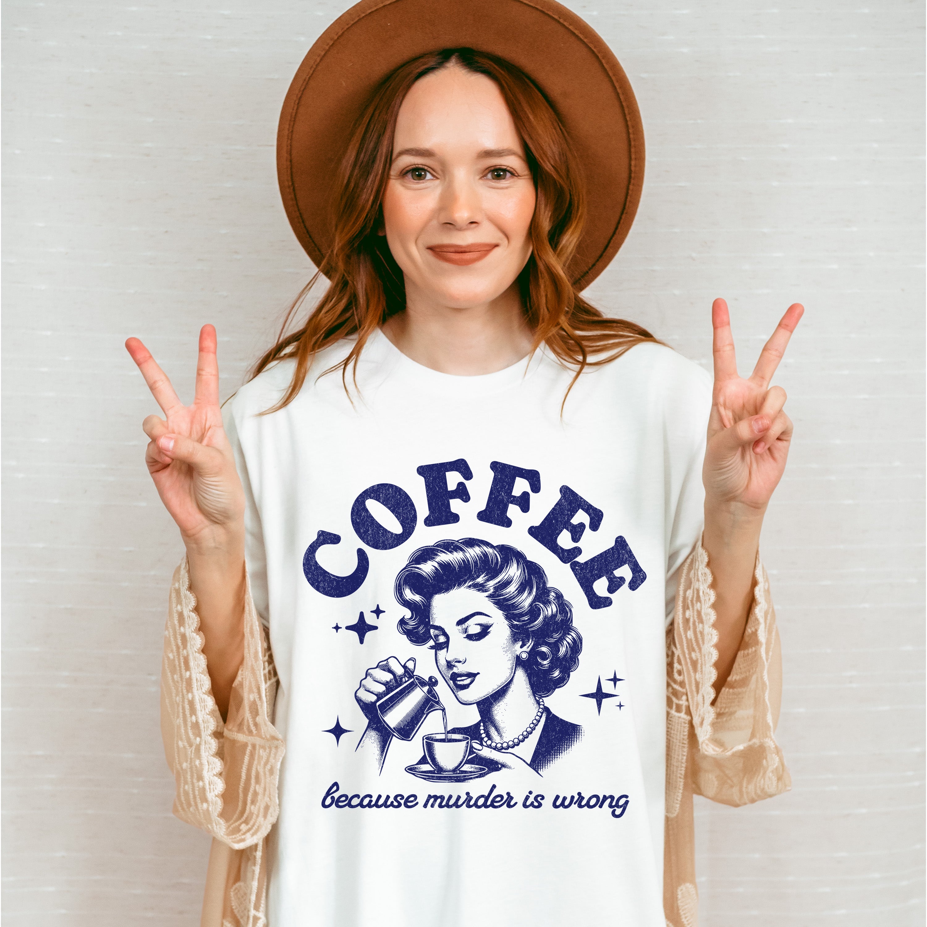 Coffee Because Murder Is Wrong - Coffee Unisex Crewneck T-Shirt Sweatshirt Hoodie