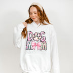 Dog Mom Pink Flowers Paw Design - Dogs Unisex Crewneck T-Shirt Sweatshirt Hoodie