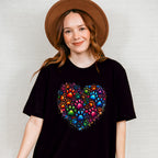 Colorful Paws In Heart - Dogs Unisex Crewneck T-Shirt Sweatshirt Hoodie