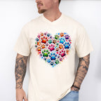 Colorful Paws In Heart - Dogs Unisex Crewneck T-Shirt Sweatshirt Hoodie