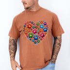 Colorful Paws In Heart - Dogs Unisex Crewneck T-Shirt Sweatshirt Hoodie