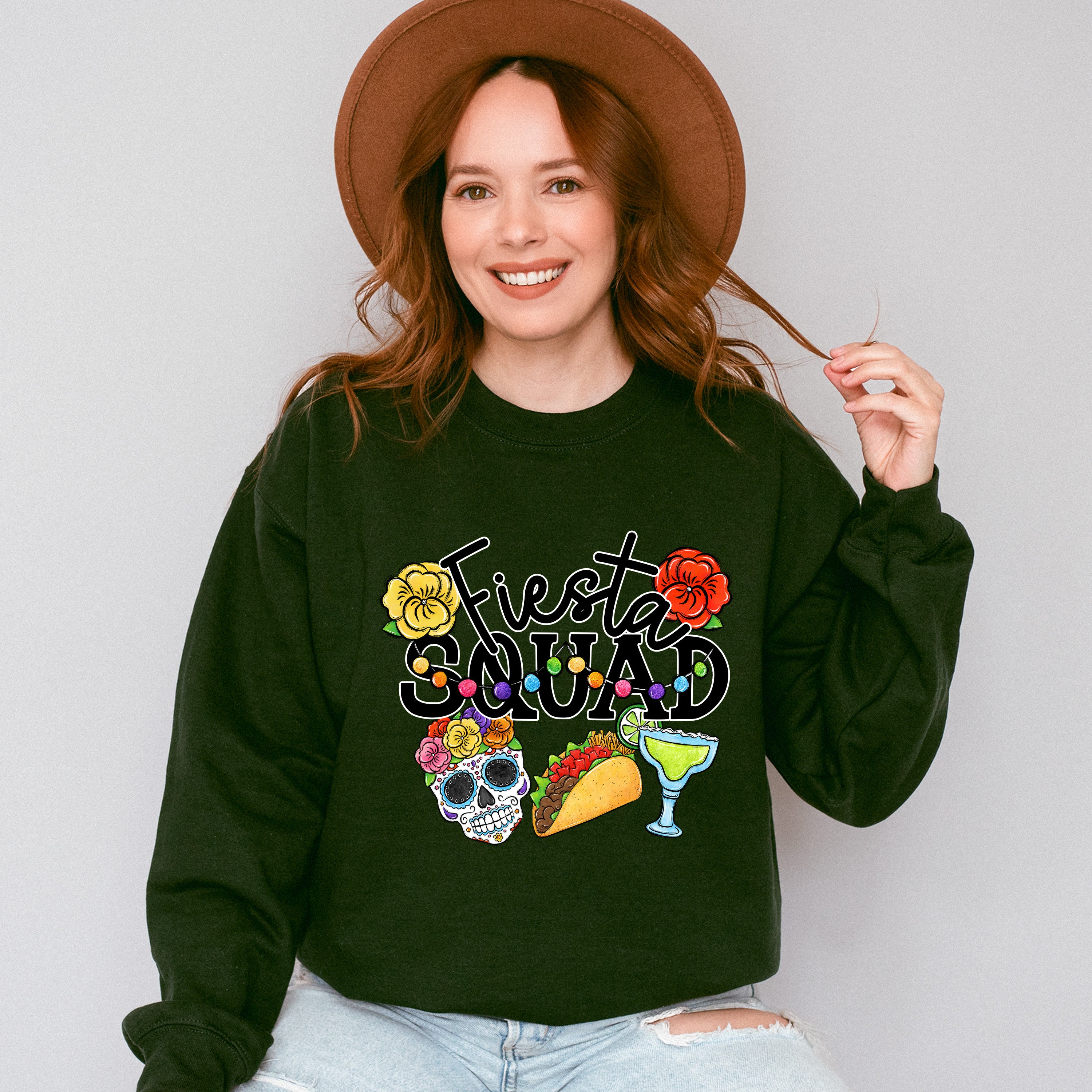 Fiesta Squad Skeleton Tacos Tequila - Cinco De Mayo Unisex Crewneck T-Shirt Sweatshirt Hoodie