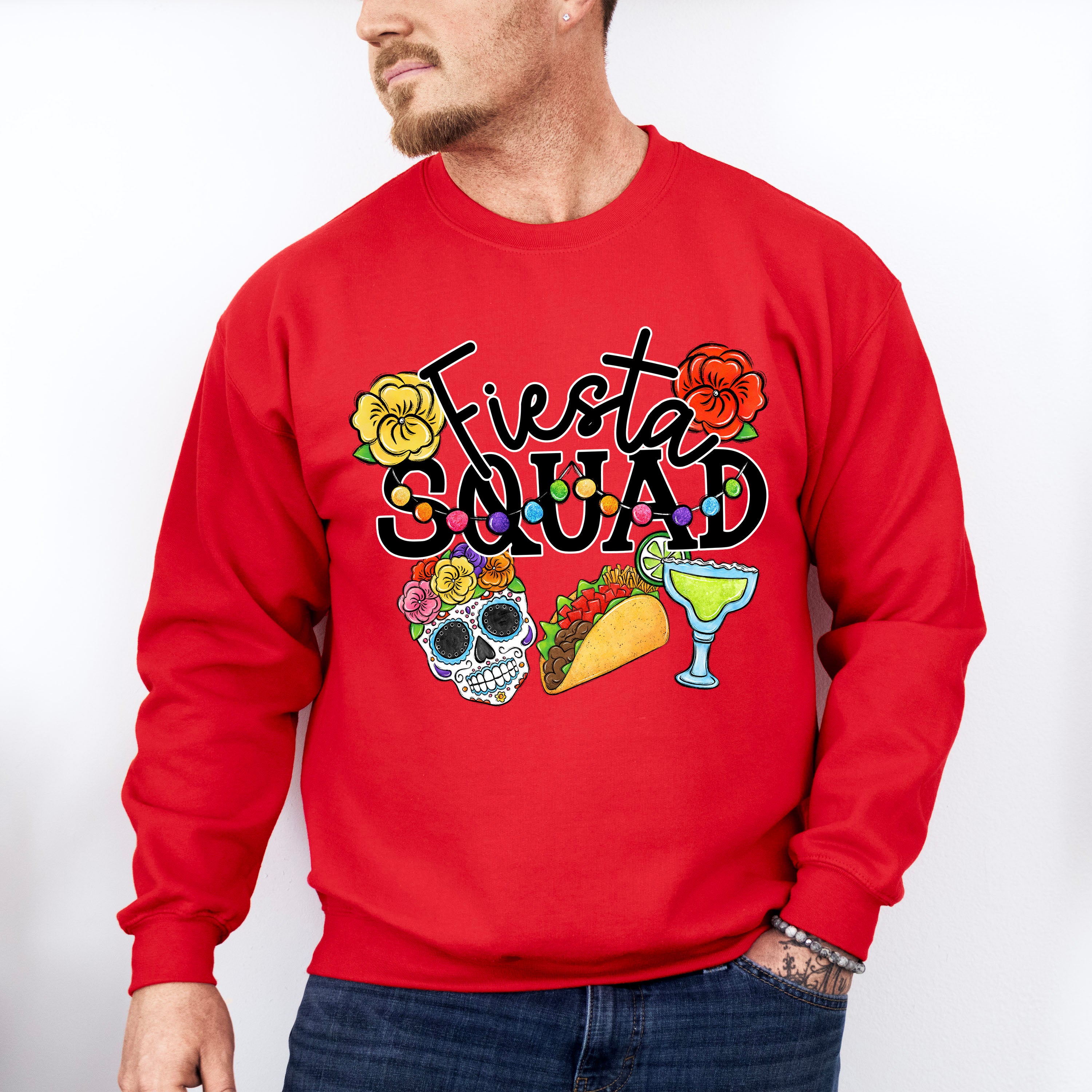 Fiesta Squad Skeleton Tacos Tequila - Cinco De Mayo Unisex Crewneck T-Shirt Sweatshirt Hoodie