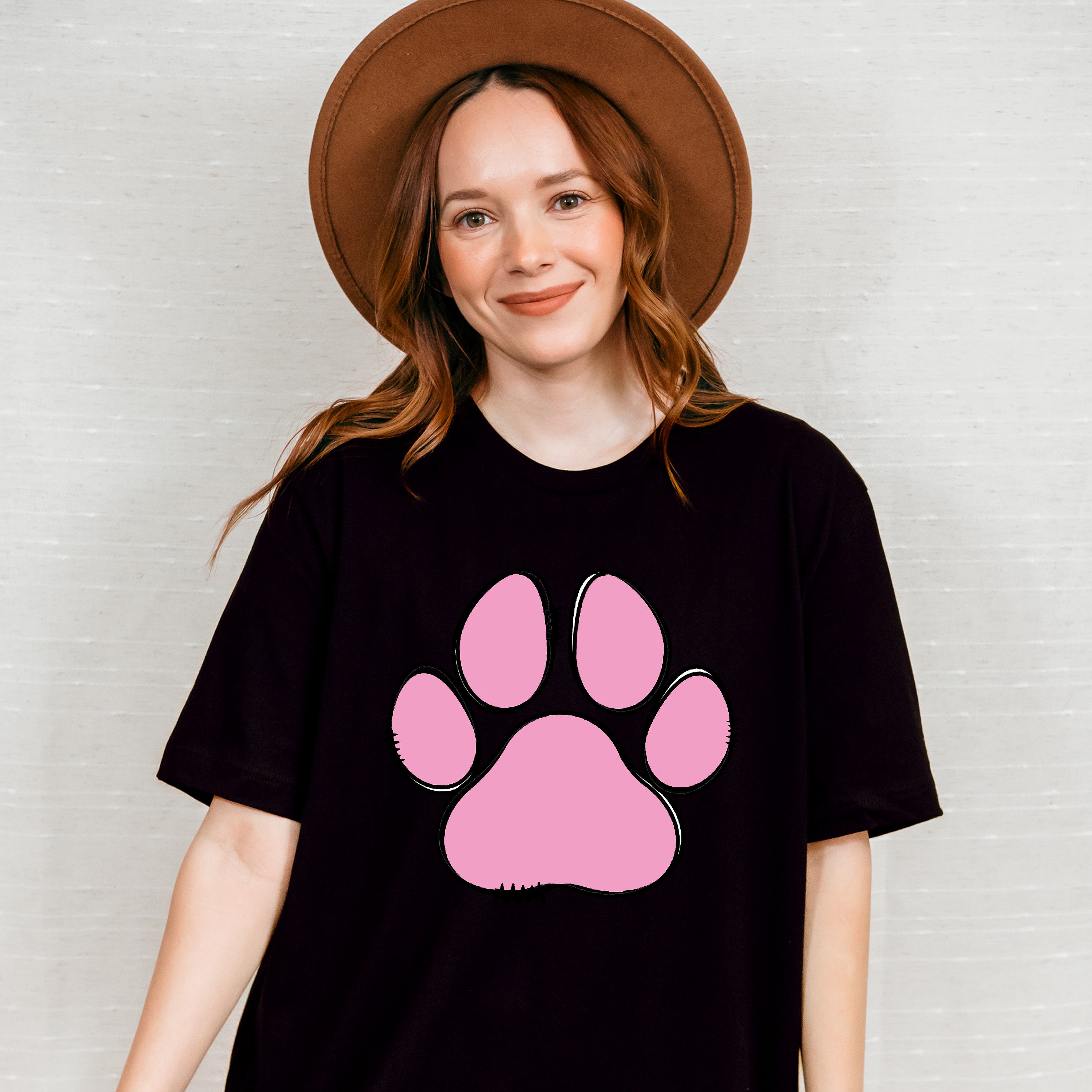 Paw Yellow And Pink - Dogs Unisex Crewneck T-Shirt Sweatshirt Hoodie