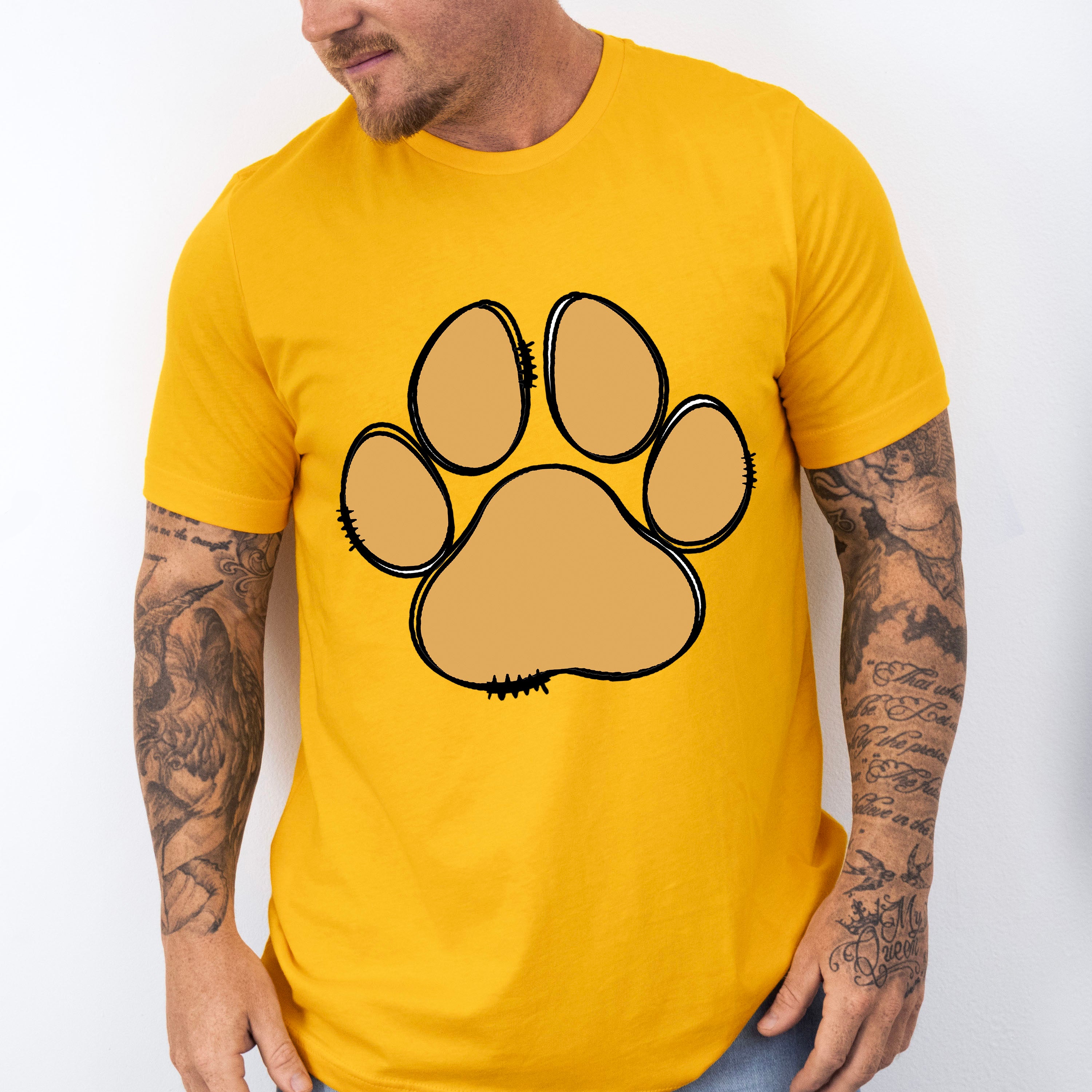Paw Yellow And Pink - Dogs Unisex Crewneck T-Shirt Sweatshirt Hoodie