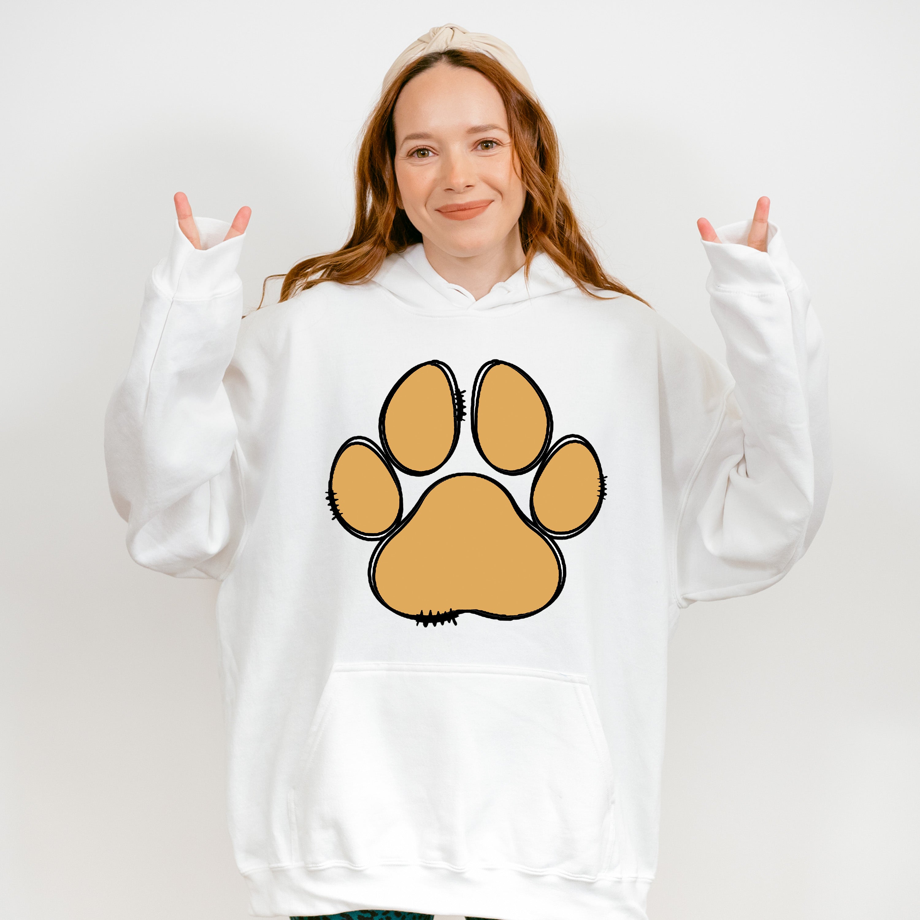 Paw Yellow And Pink - Dogs Unisex Crewneck T-Shirt Sweatshirt Hoodie