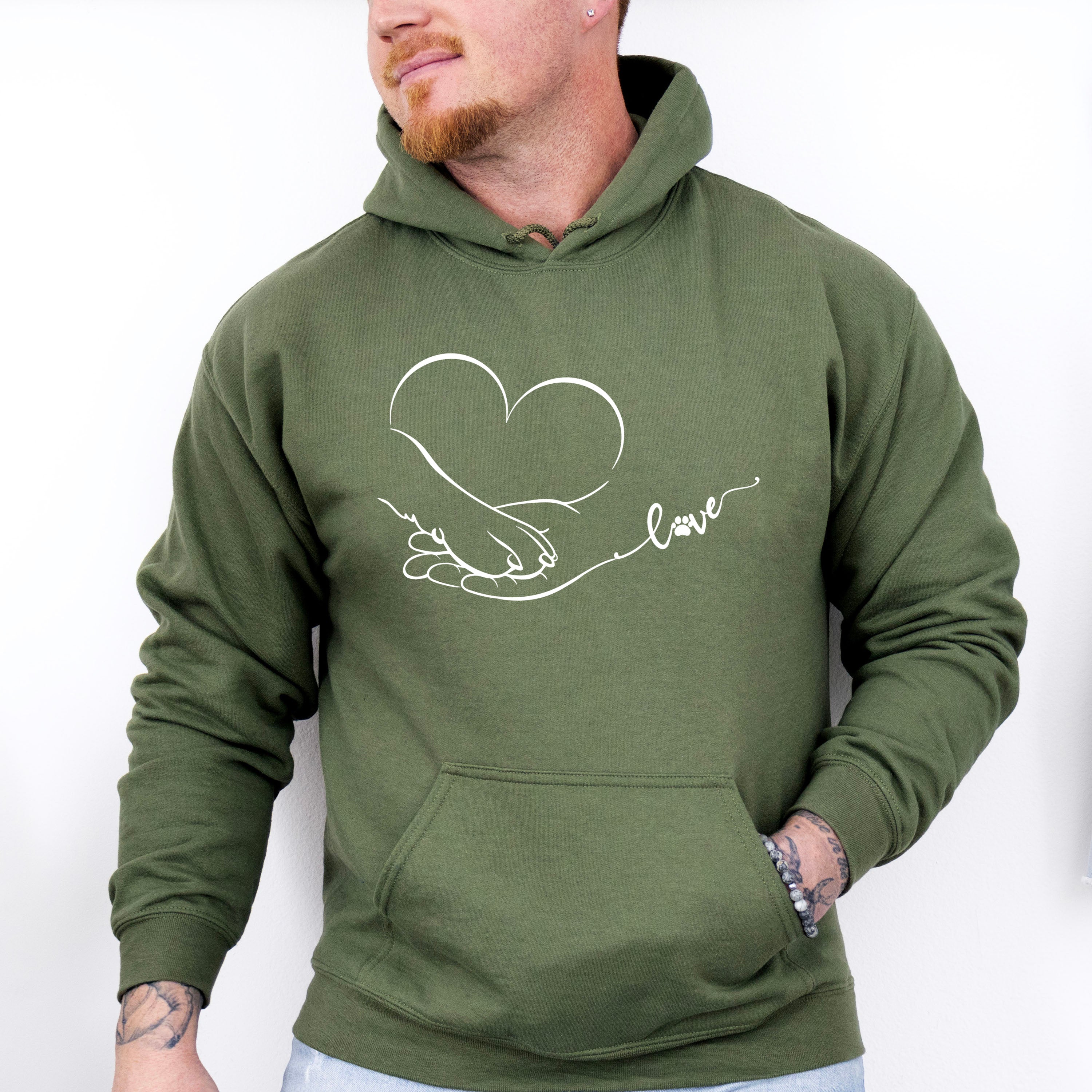 Love Heart Paw Hand - Dogs Unisex Crewneck T-Shirt Sweatshirt Hoodie