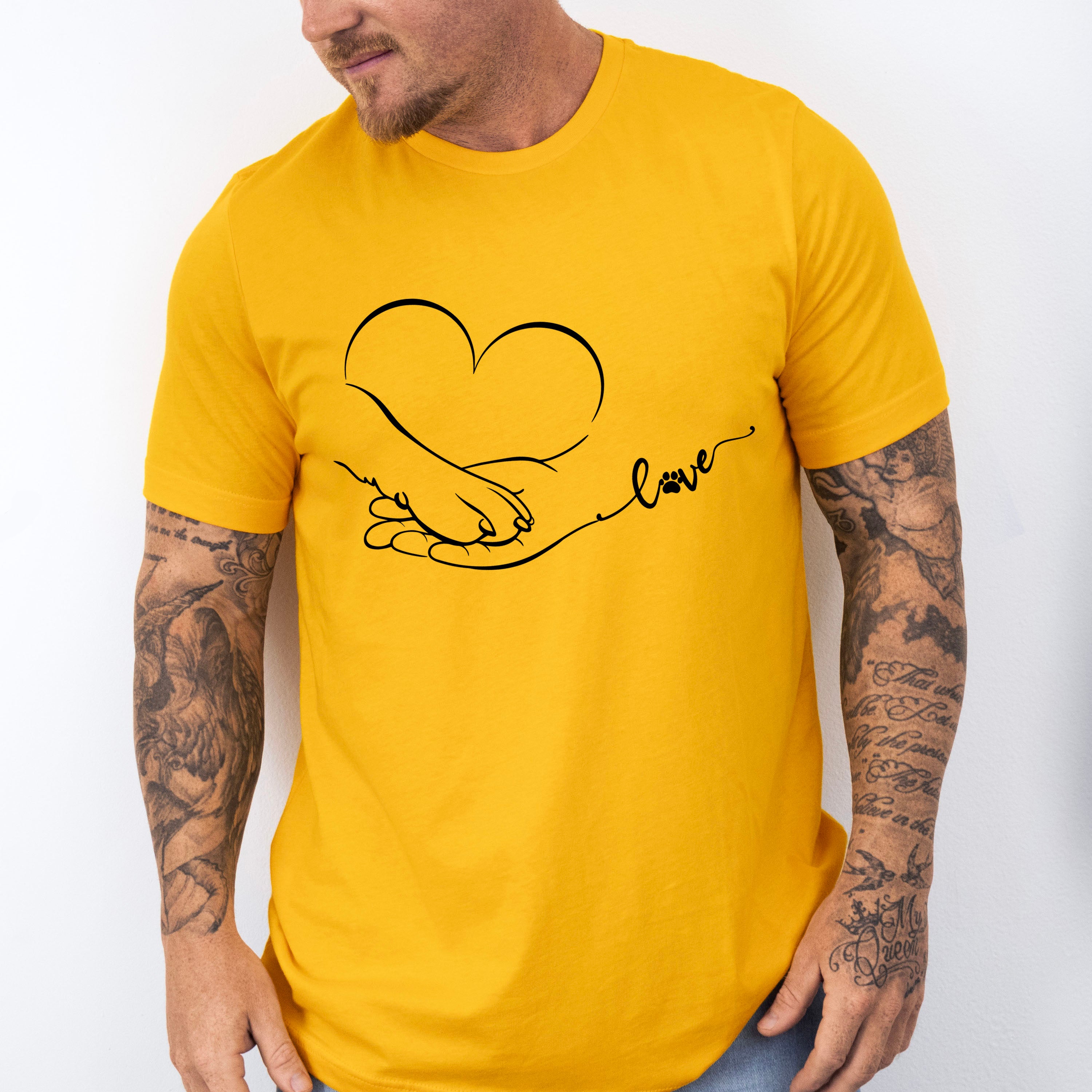 Love Heart Paw Hand - Dogs Unisex Crewneck T-Shirt Sweatshirt Hoodie