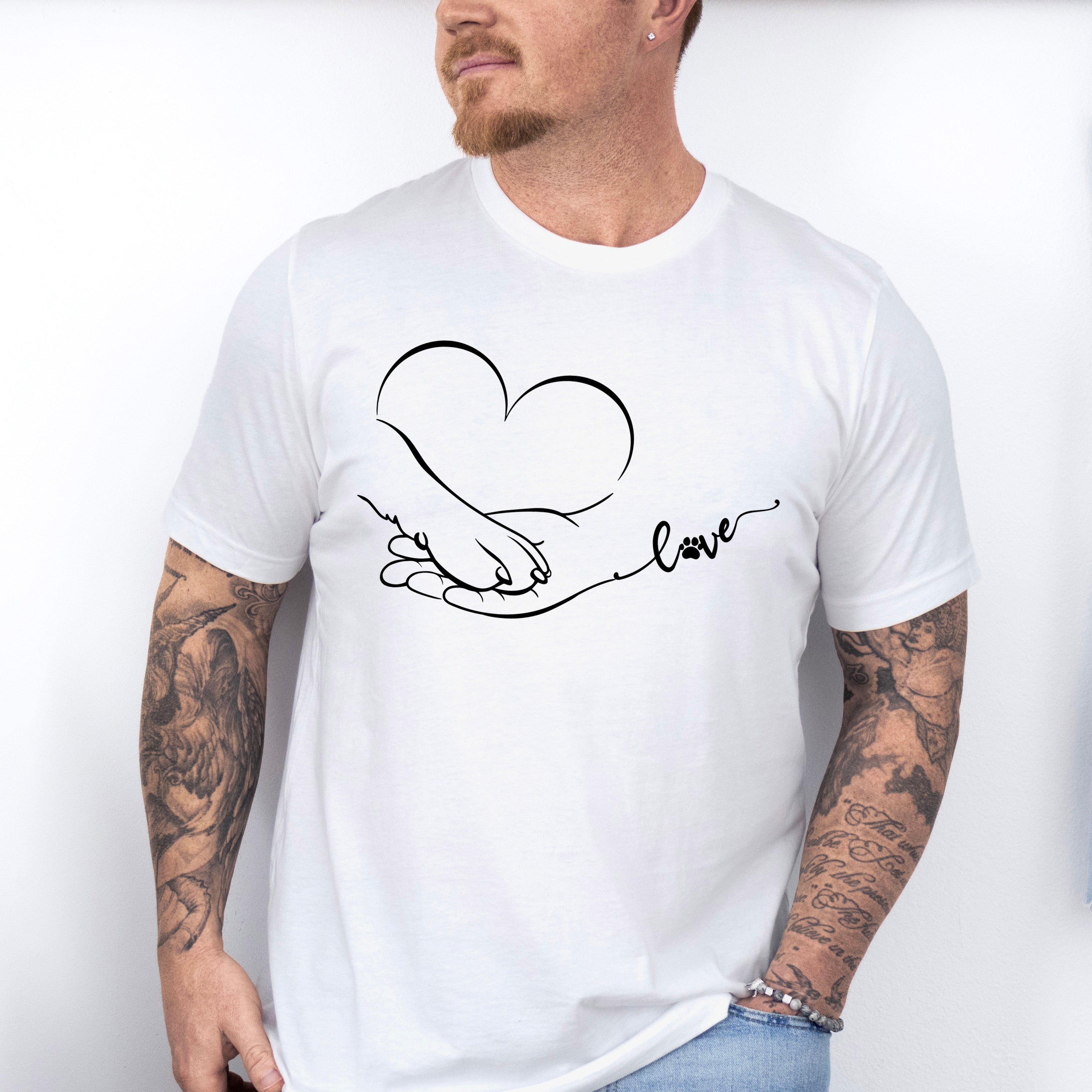 Love Heart Paw Hand - Dogs Unisex Crewneck T-Shirt Sweatshirt Hoodie