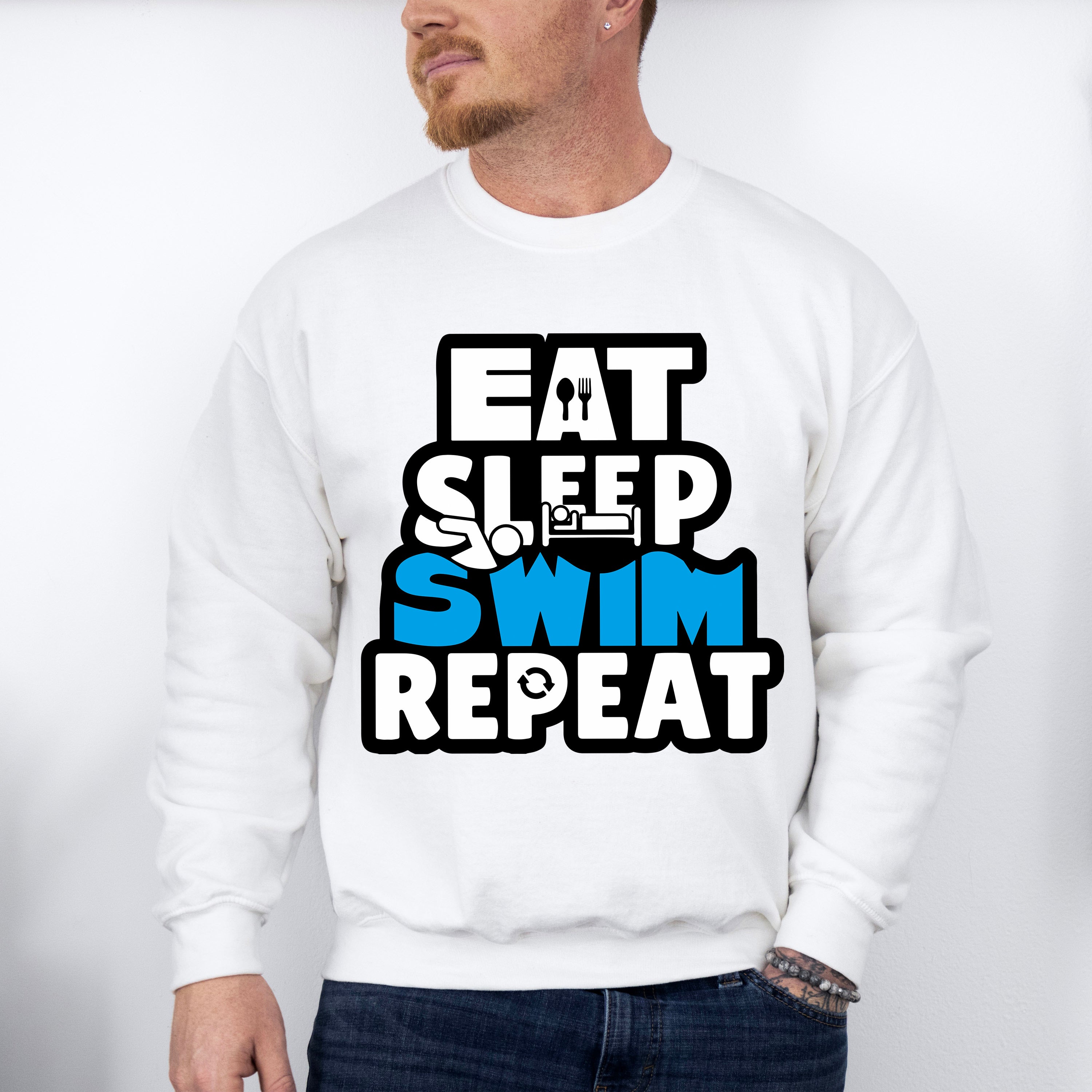 Eat Sleep Swim Repeat - Swimming Unisex Crewneck T-Shirt Sweatshirt Hoodie