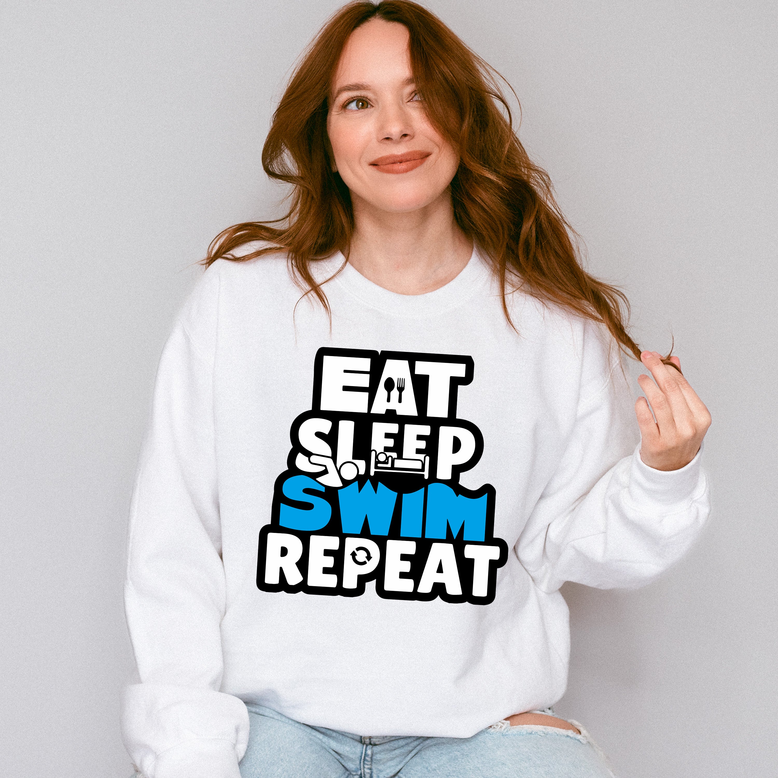 Eat Sleep Swim Repeat - Swimming Unisex Crewneck T-Shirt Sweatshirt Hoodie
