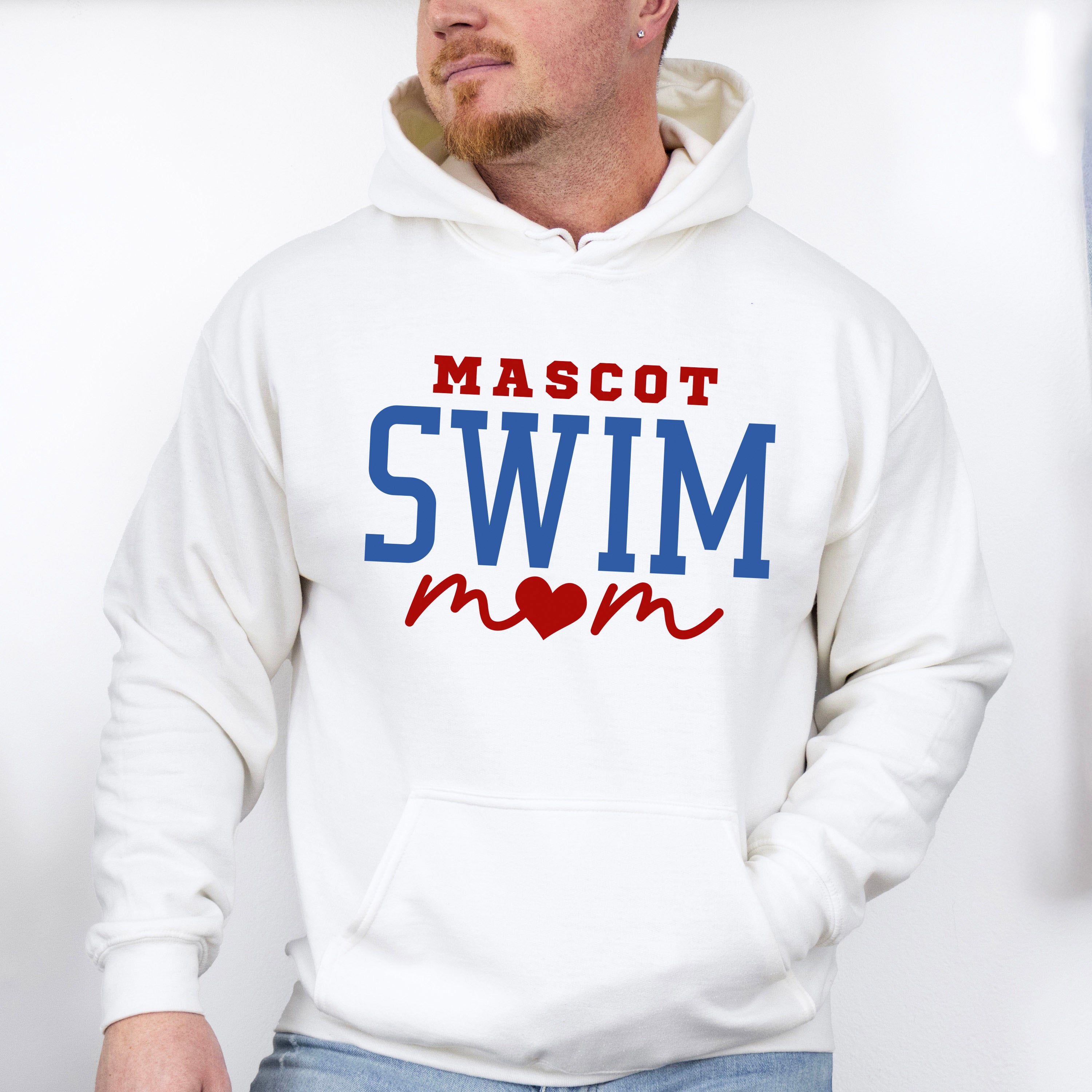 Mascot Swim Mom Red And Blue - Swimming Unisex Crewneck T-Shirt Sweatshirt Hoodie